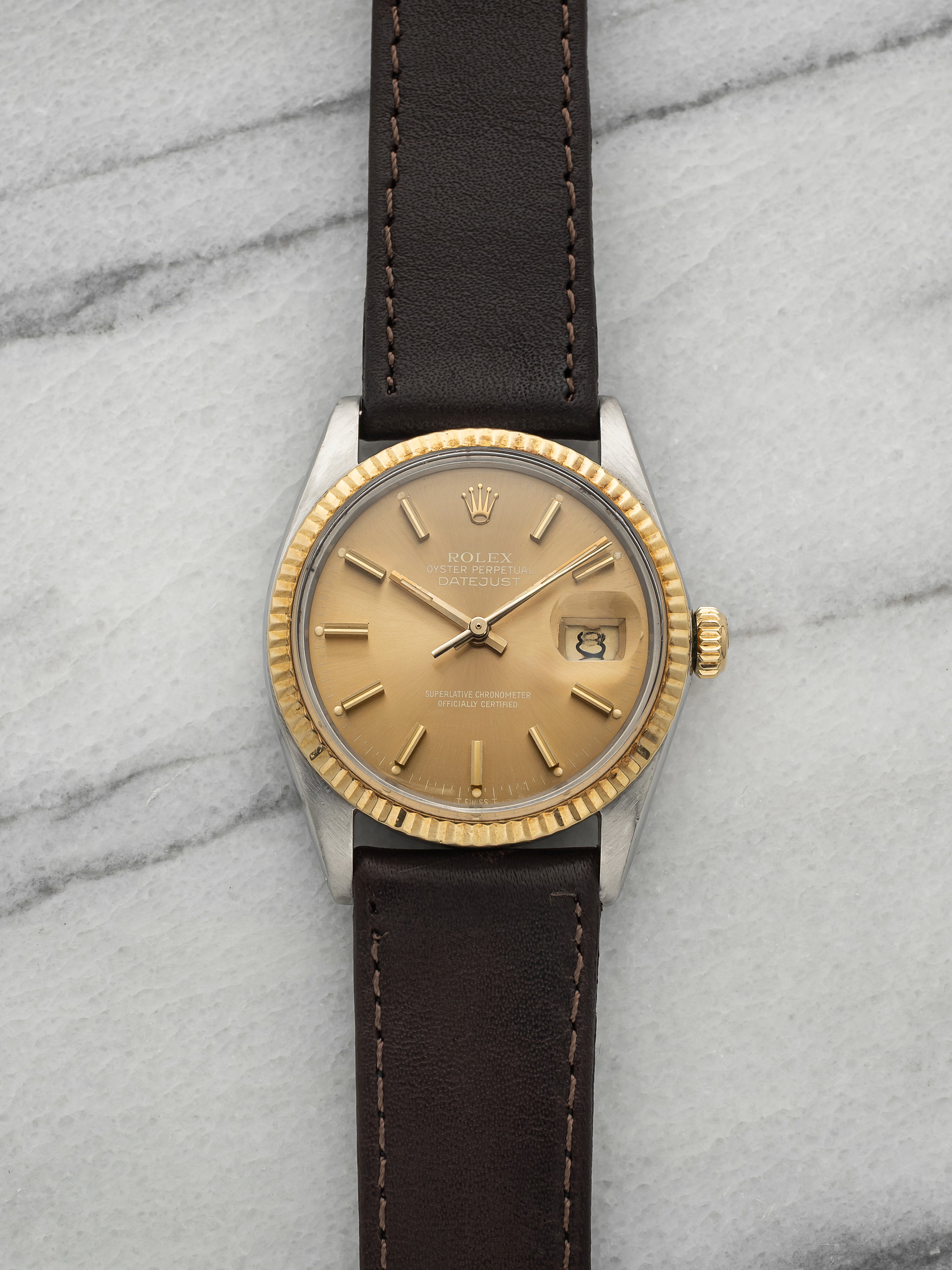 Vintage 1986 Rolex Datejust 16013 Two-Tone Mocha Dial Automatic 36mm