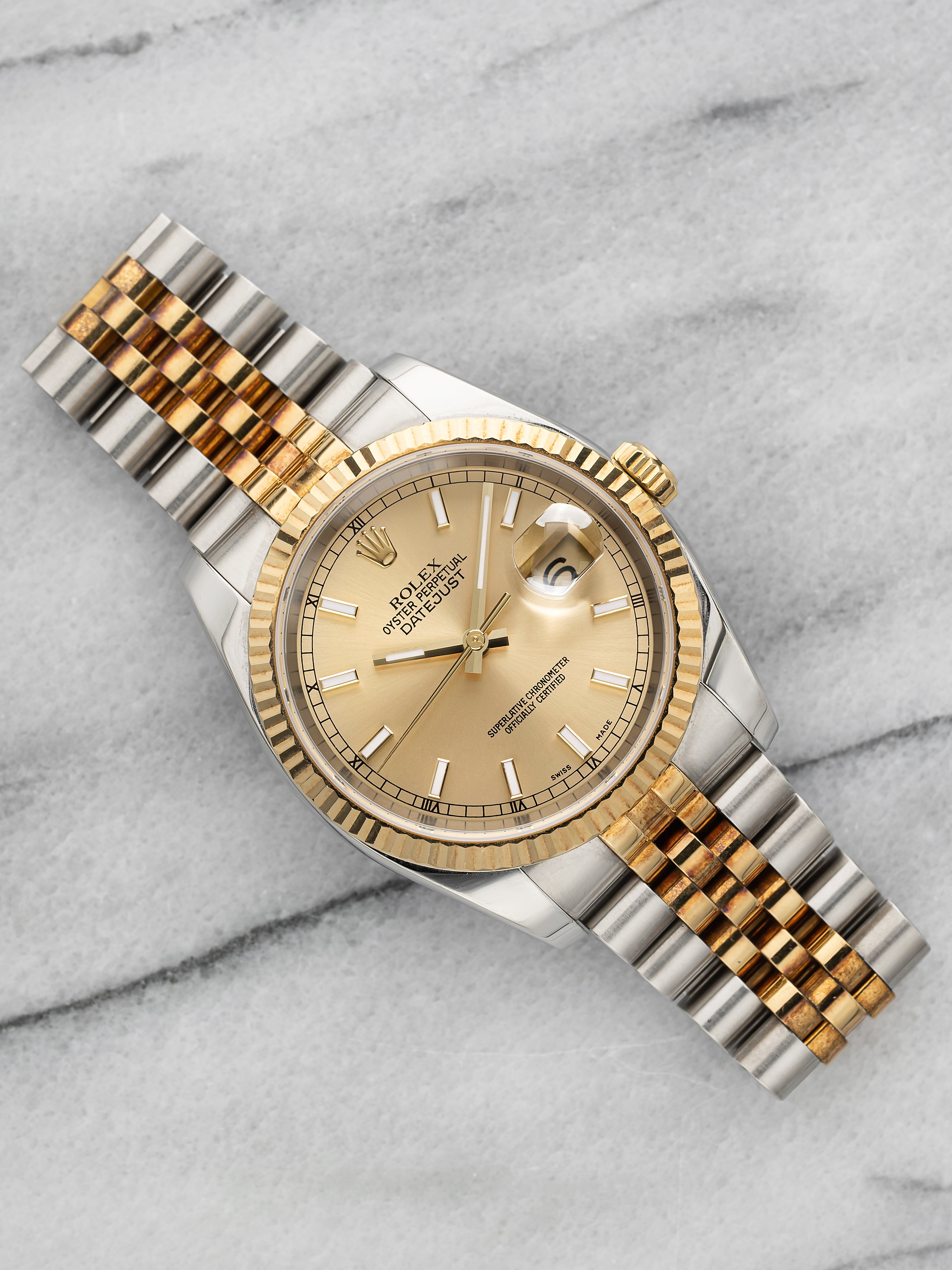 2005 Datejust 36 116233 – Two-Tone Hidden Clasp Champagne Dial