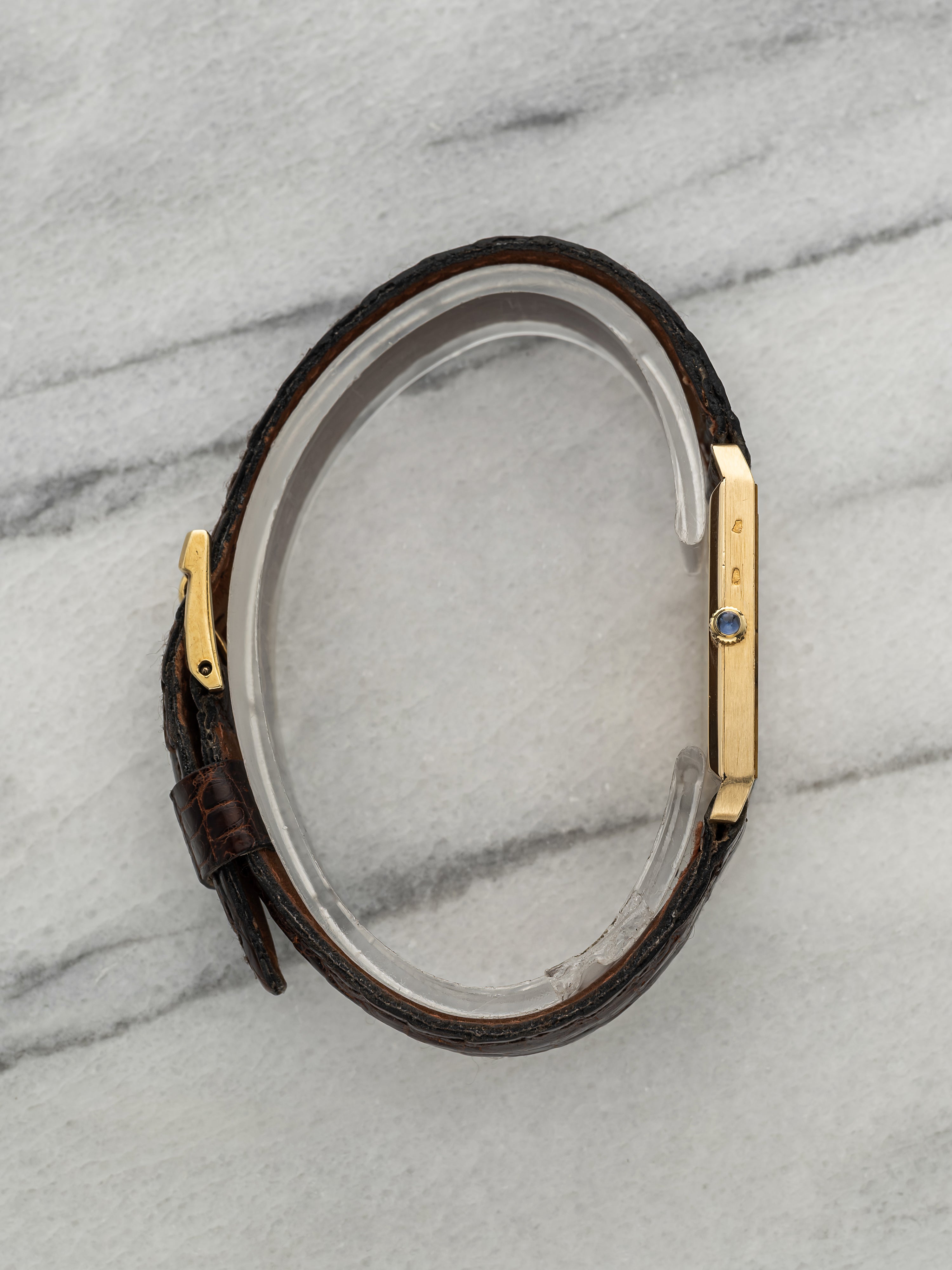 Vintage 1980s Piaget Lady Tank 9161 18K Yellow Gold Tiger Eye Bezel Manual 23mm