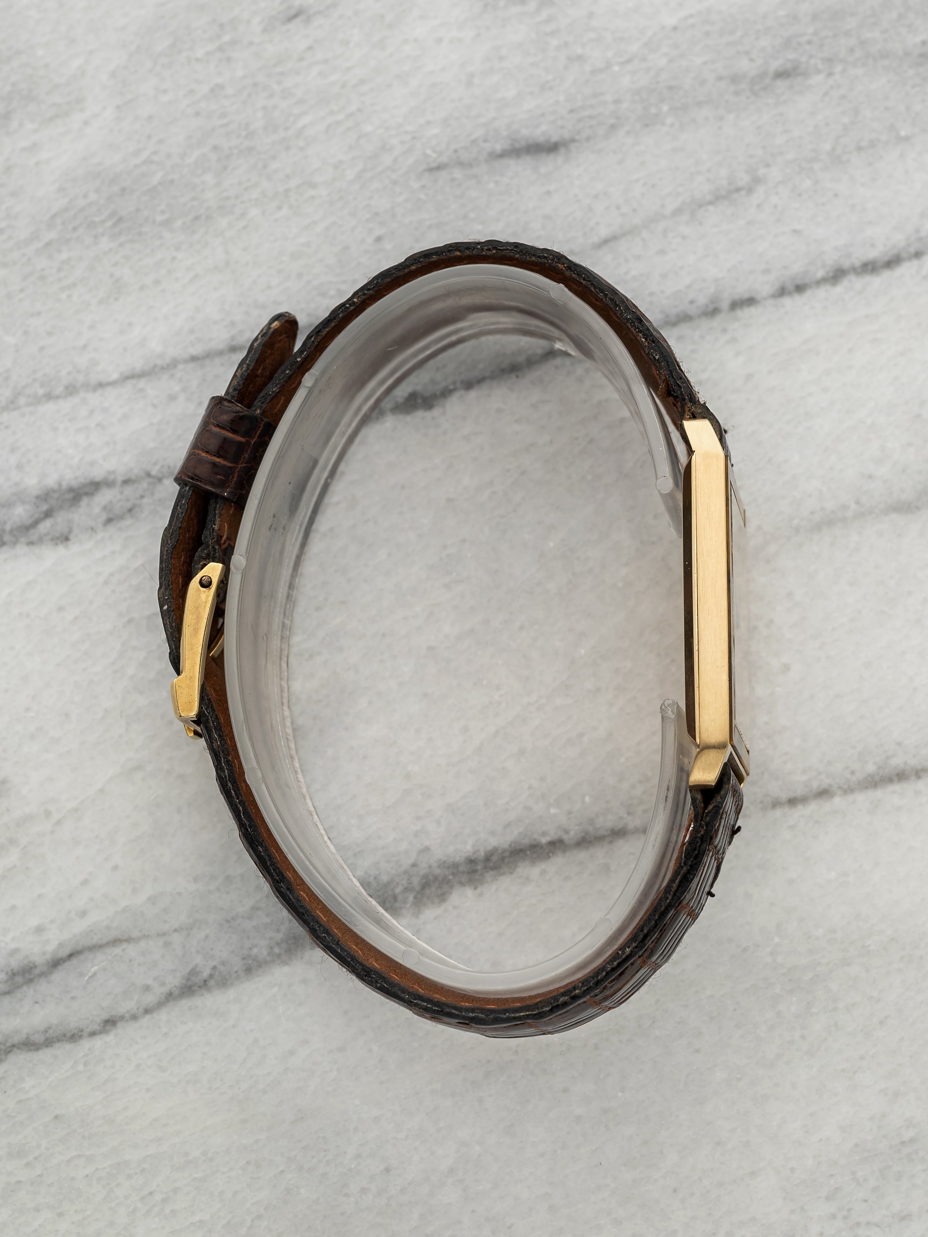 Vintage 1980s Piaget Lady Tank 9161 18K Yellow Gold Tiger Eye Bezel Manual 23mm