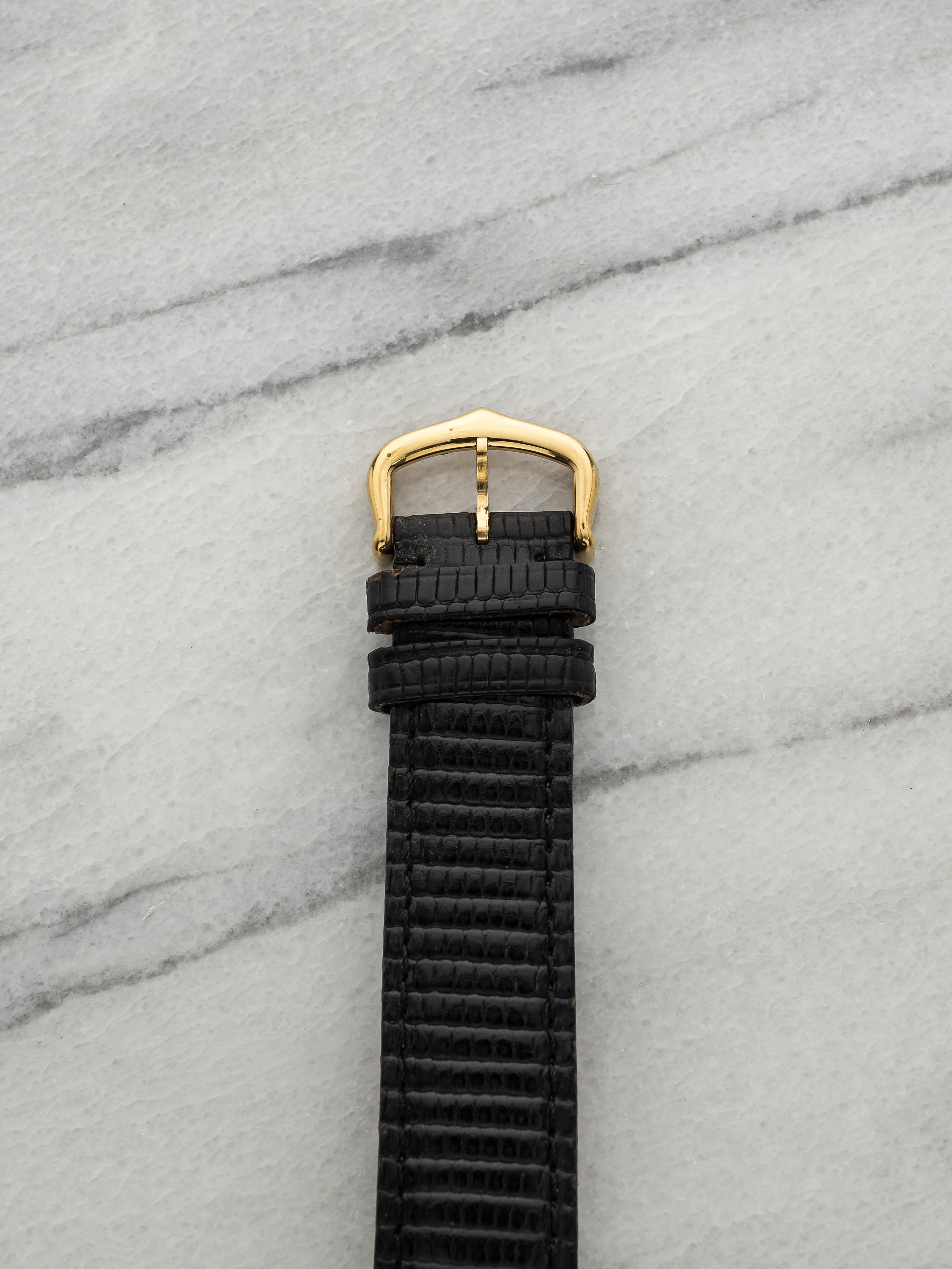 Vintage 1970s Cartier "New York" Jumbo Tank Gold Plated Black Dial Manual 28mm
