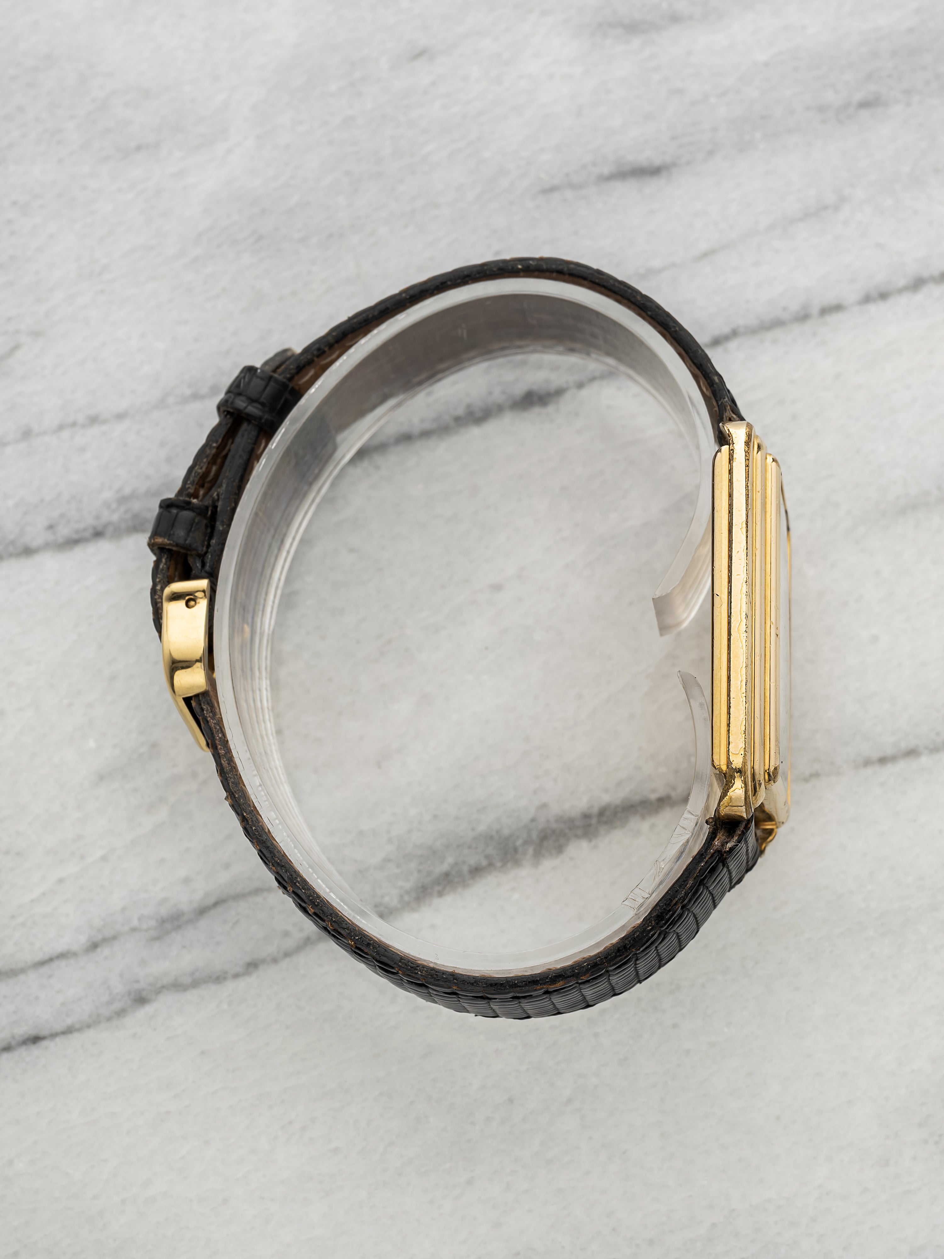 Vintage 1970s Cartier "New York" Jumbo Tank Gold Plated Black Dial Manual 28mm