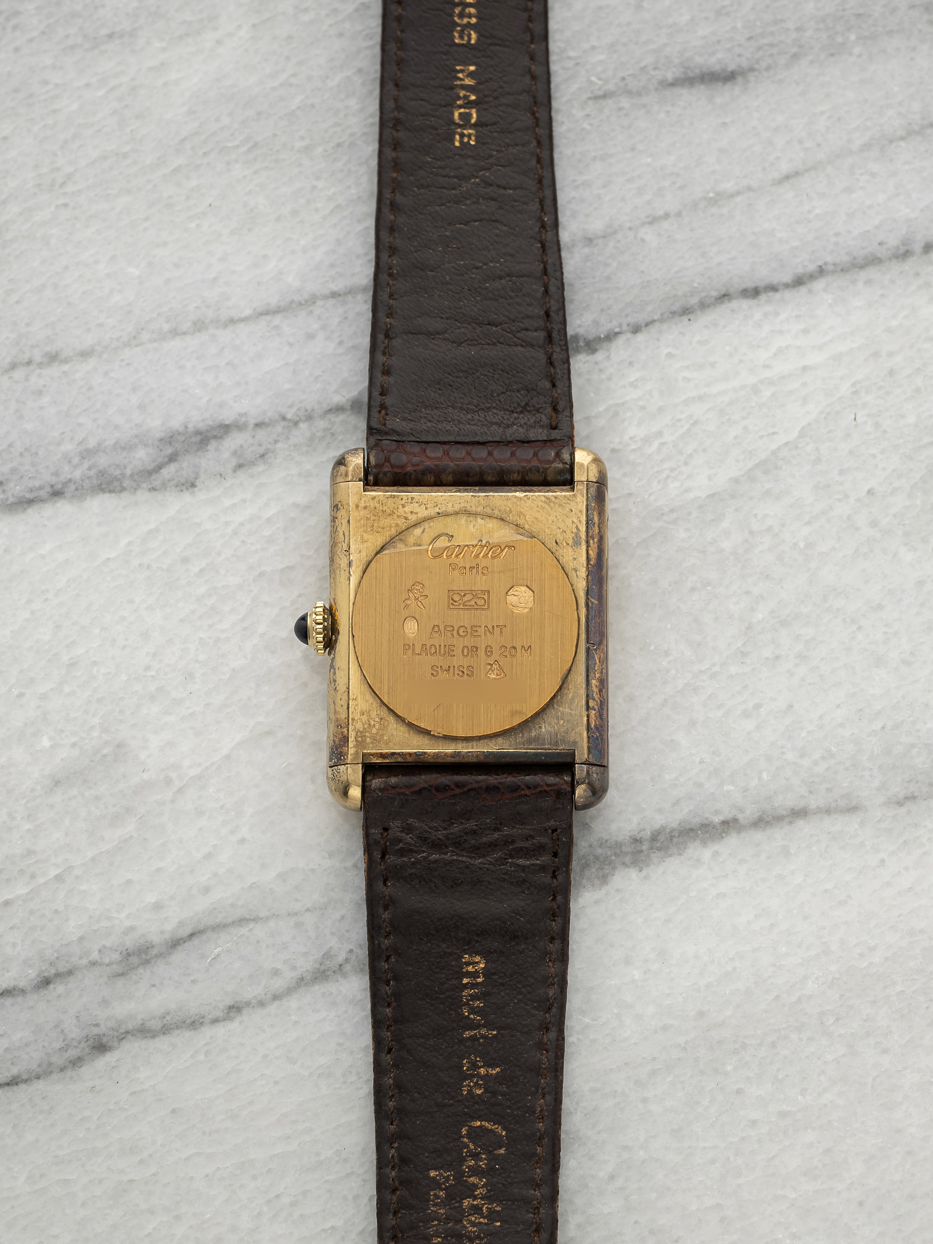 Vintage 1970s Cartier Lady Must de Tank Vermeil Lemon Roman Dial Manual 23mm
