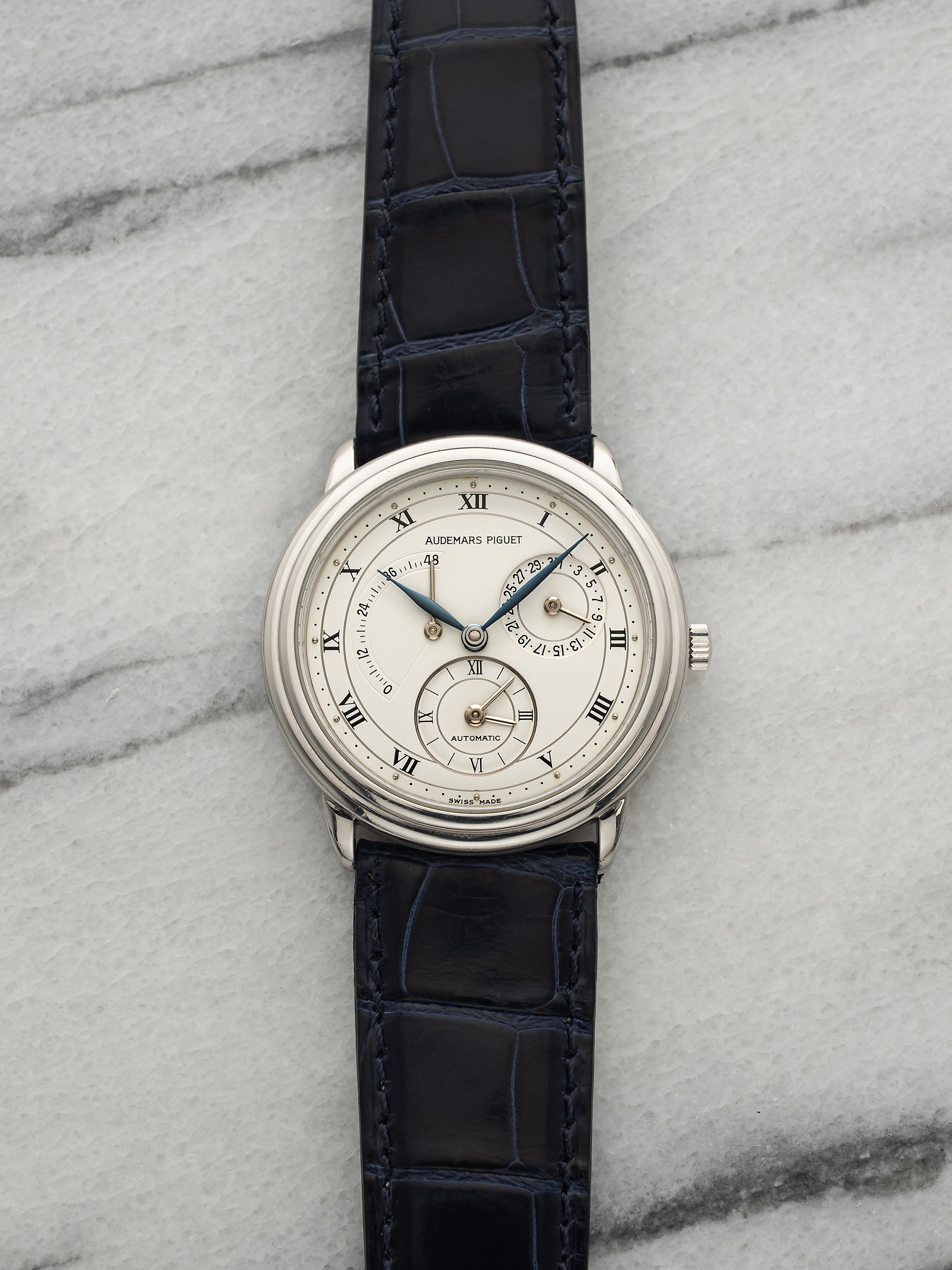 Vintage 1992 Audemars Piguet Jules Audemars 25685PT Platinum Dual Time Auto 36mm