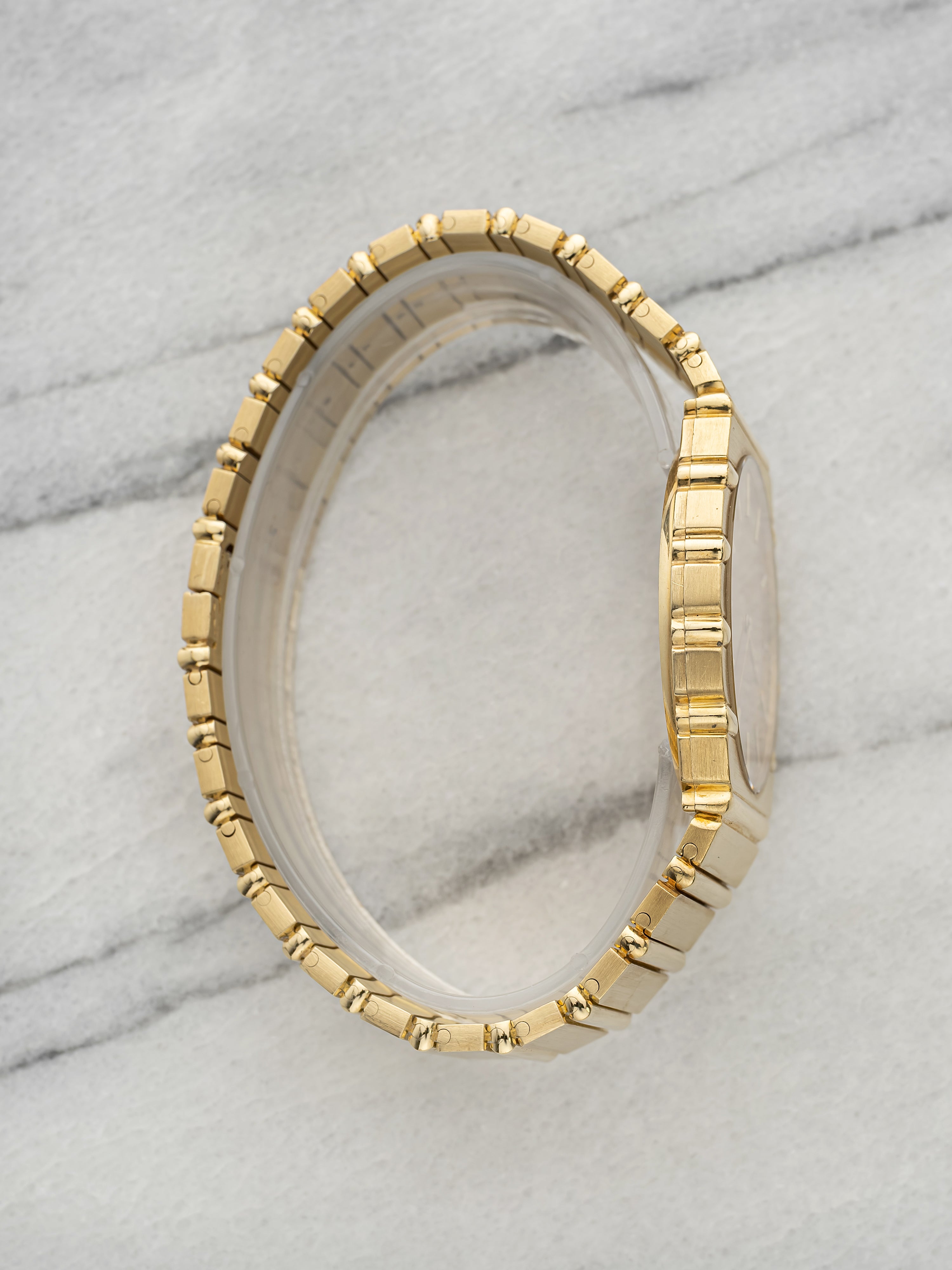 Vintage 1980s Piaget Polo 7661 C 701 18K Yellow Gold Gadroon Dial Quartz 34mm