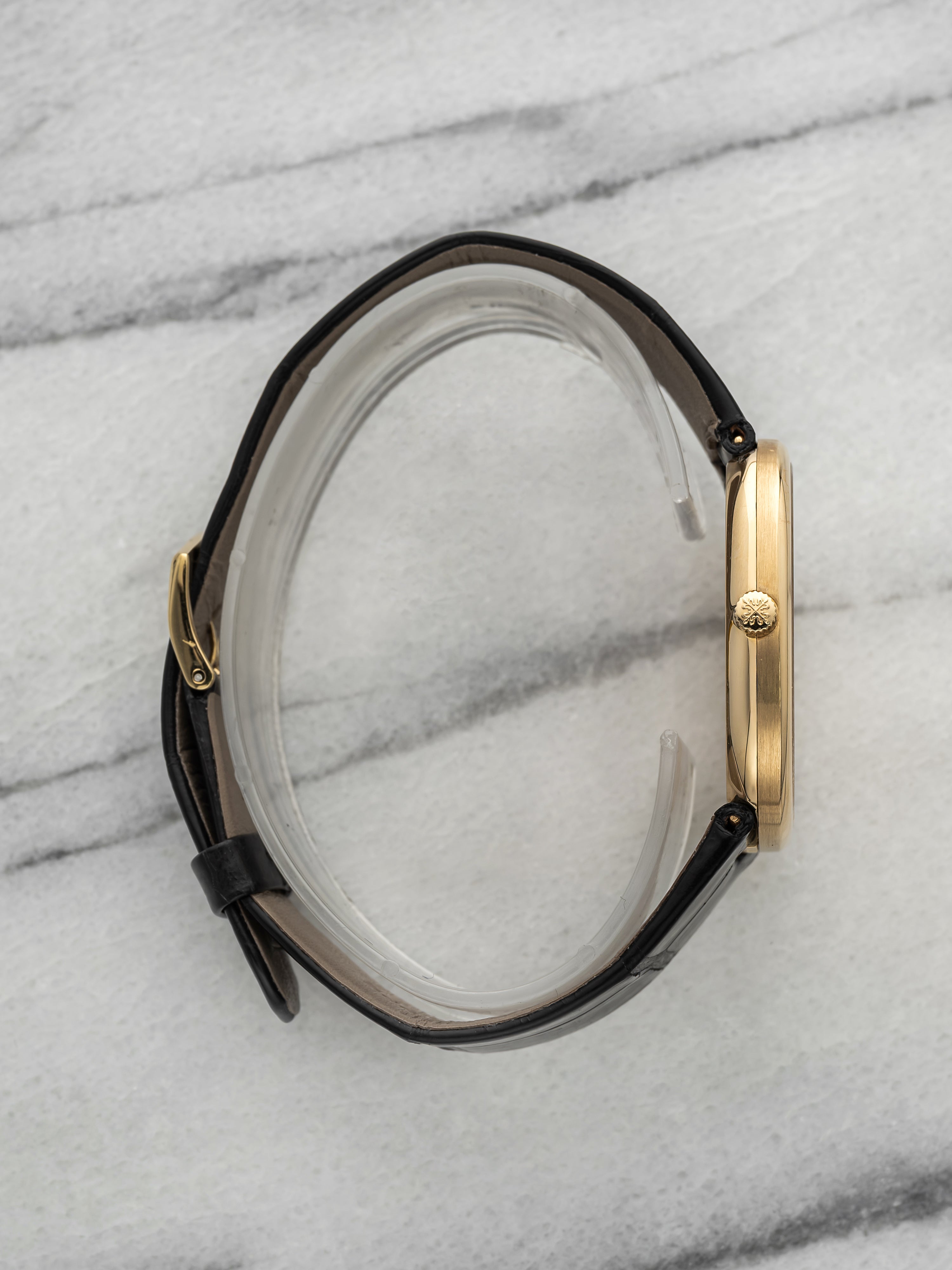 Vintage 1980s Patek Philippe Jumbo Ellipse 18K YG Champagne Dial Quartz 35mm
