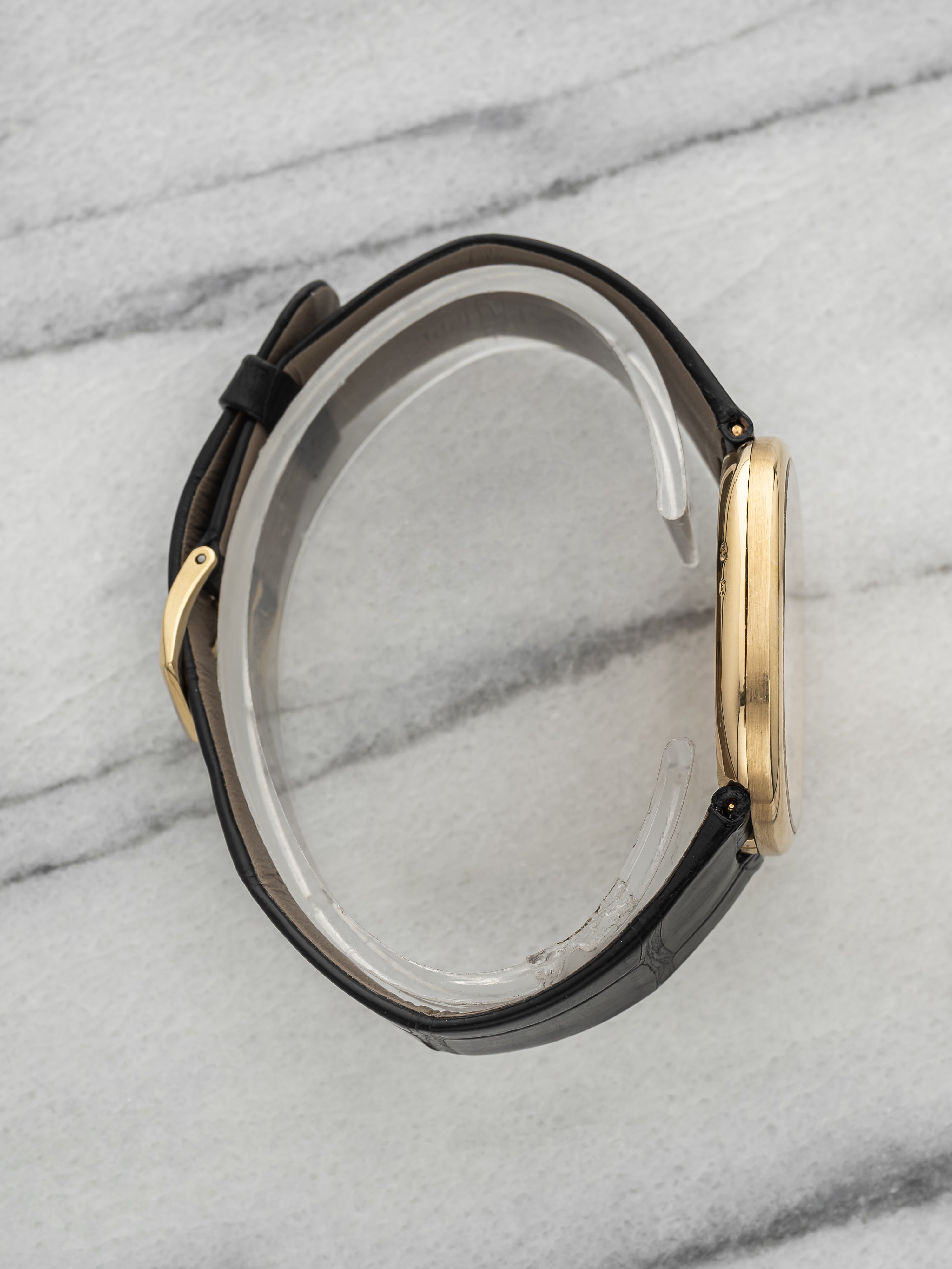 Vintage 1980s Patek Philippe Jumbo Ellipse 18K YG Champagne Dial Quartz 35mm