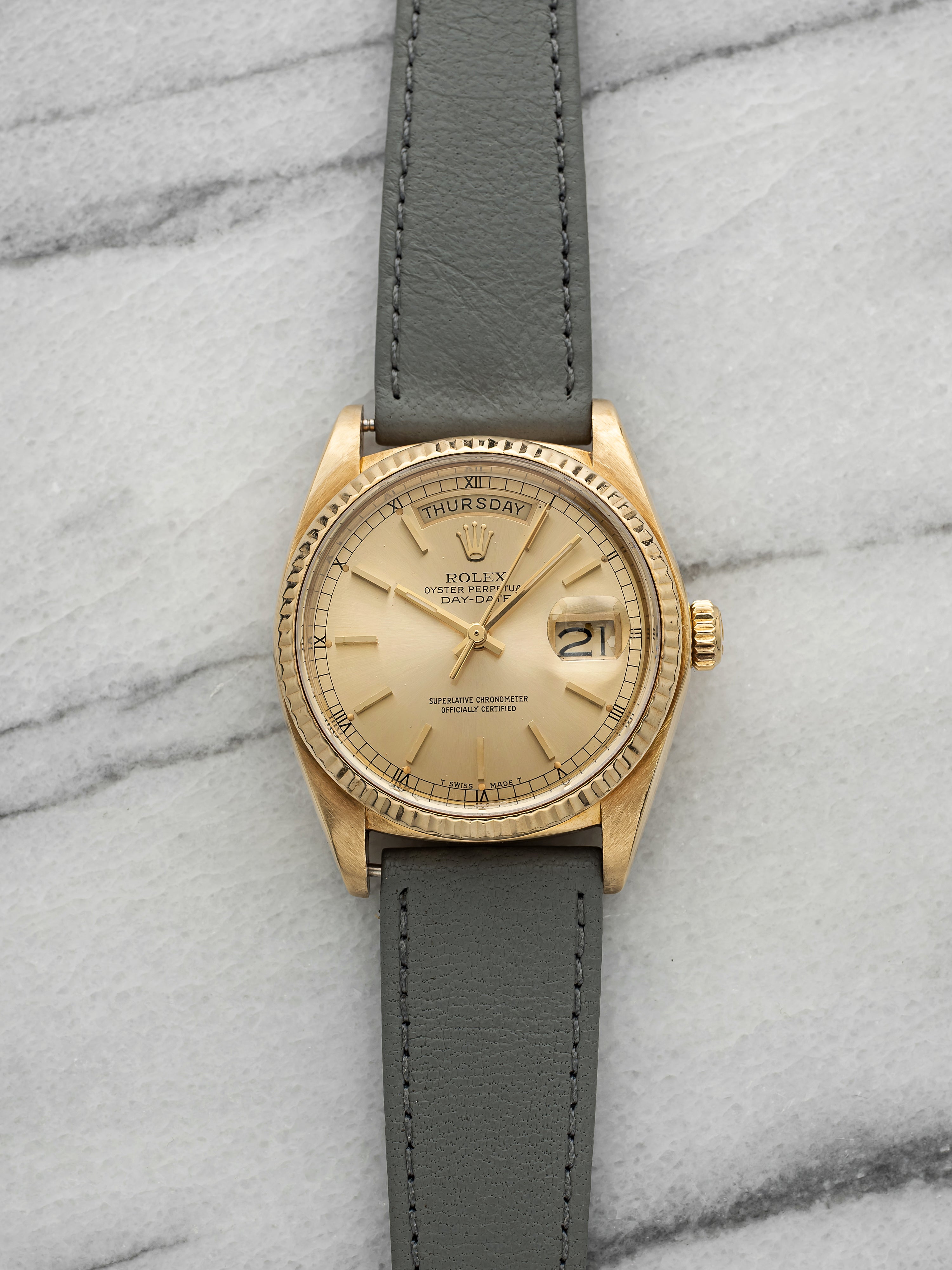Vintage 1981 Rolex Day-Date 18038 18K Yellow Gold Champagne Dial Auto 36mm