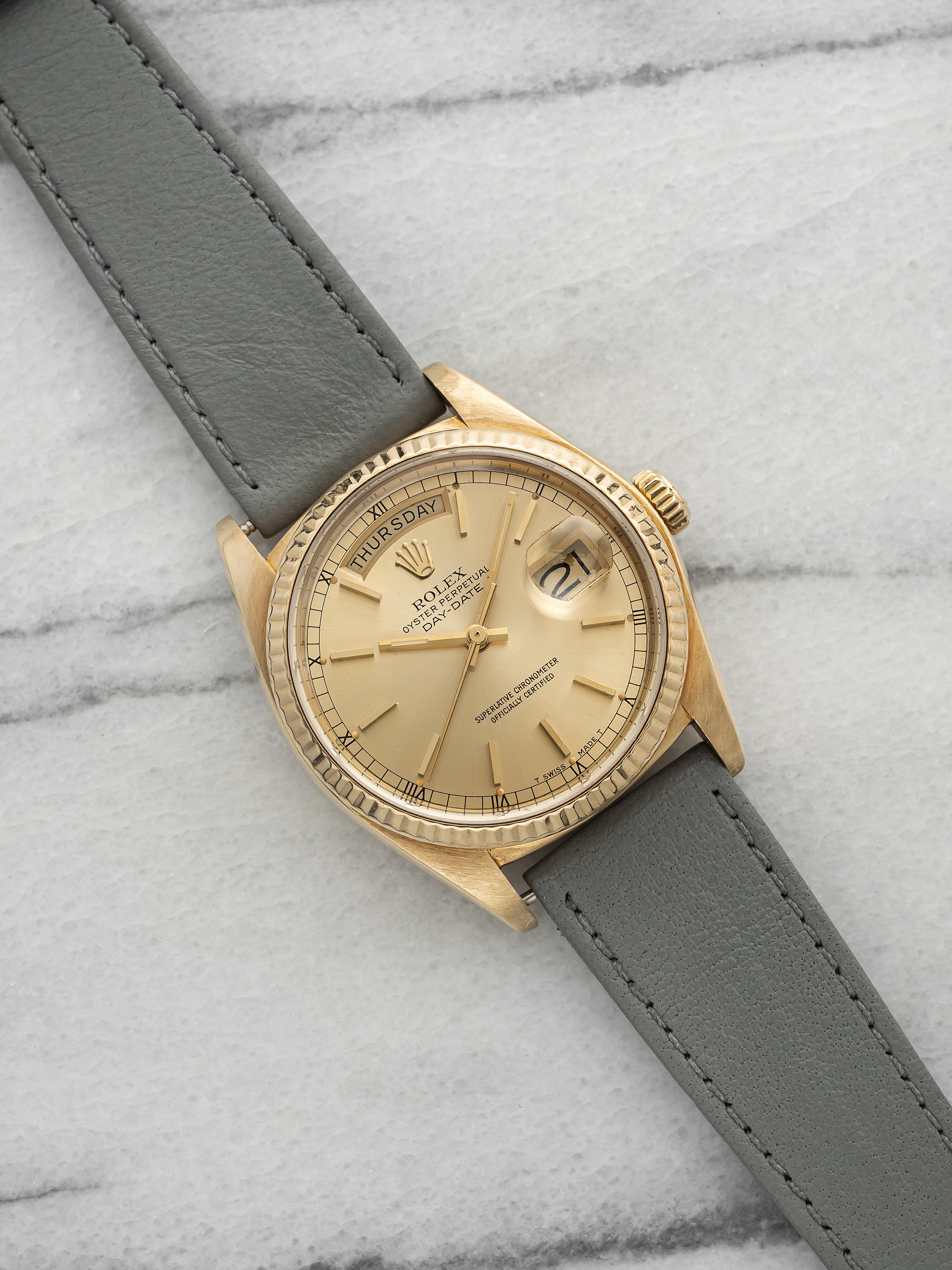 Vintage 1981 Rolex Day-Date 18038 18K Yellow Gold Champagne Dial Auto 36mm