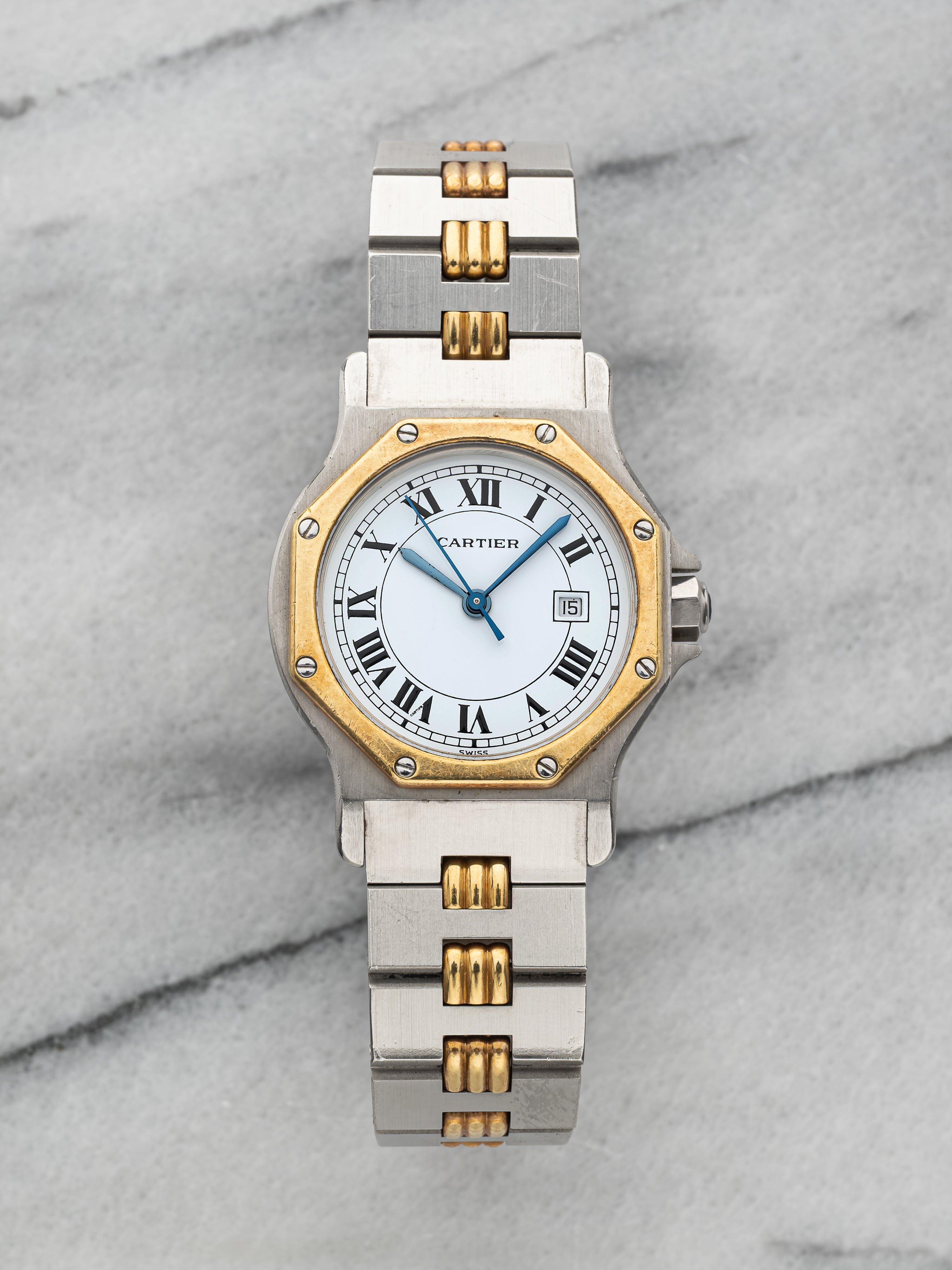 Cartier Santos Octagon - Two Tone White Roman Dial