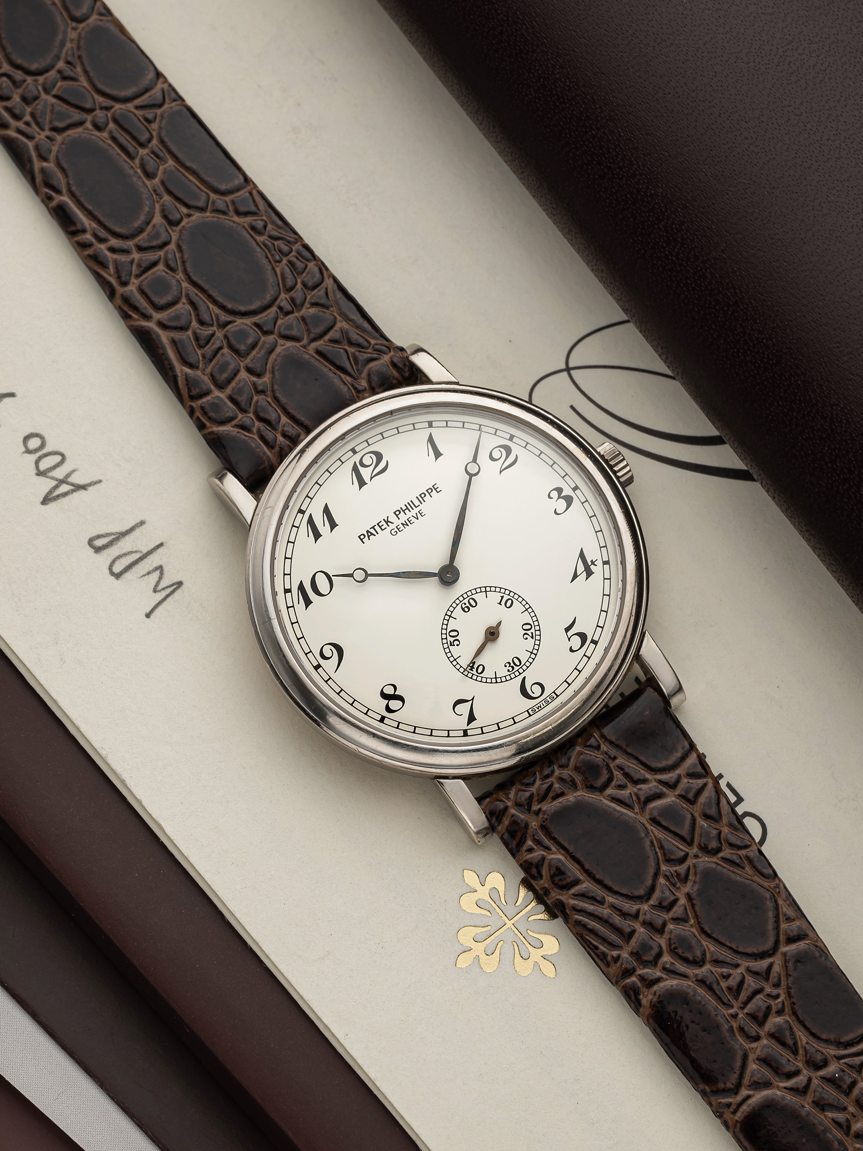 2001 Patek Philippe Calatrava 5022G-012 18K WG White Enamel Breguet Dial 33mm