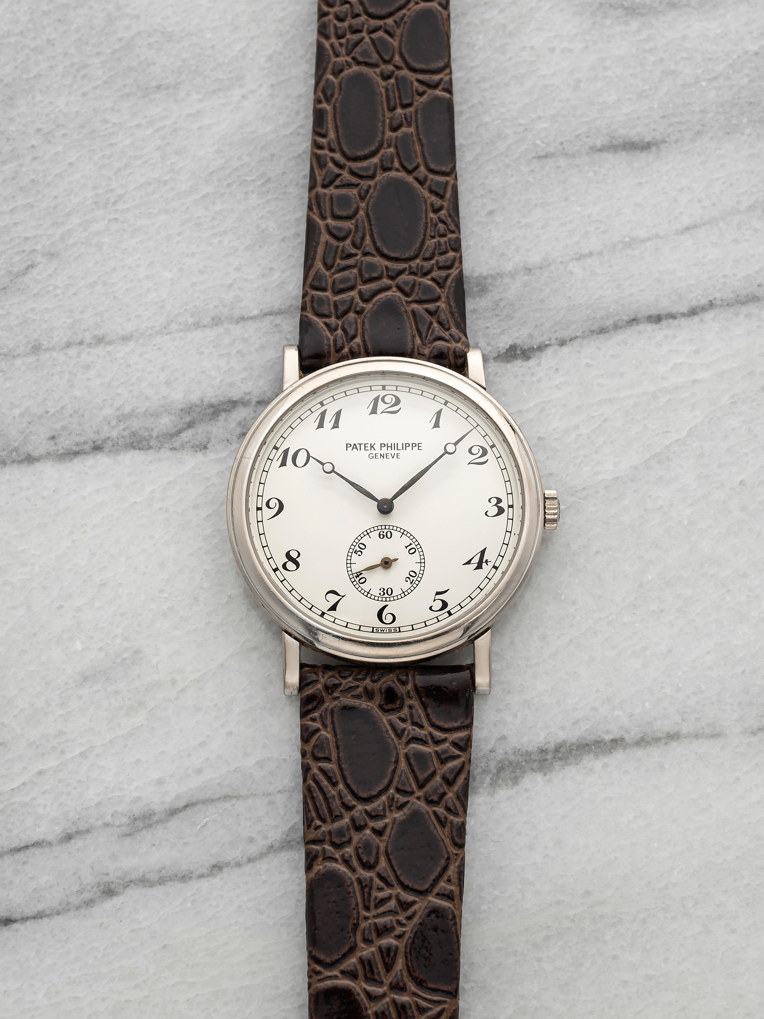 2001 Patek Philippe Calatrava 5022G-012 18K WG White Enamel Breguet Dial 33mm