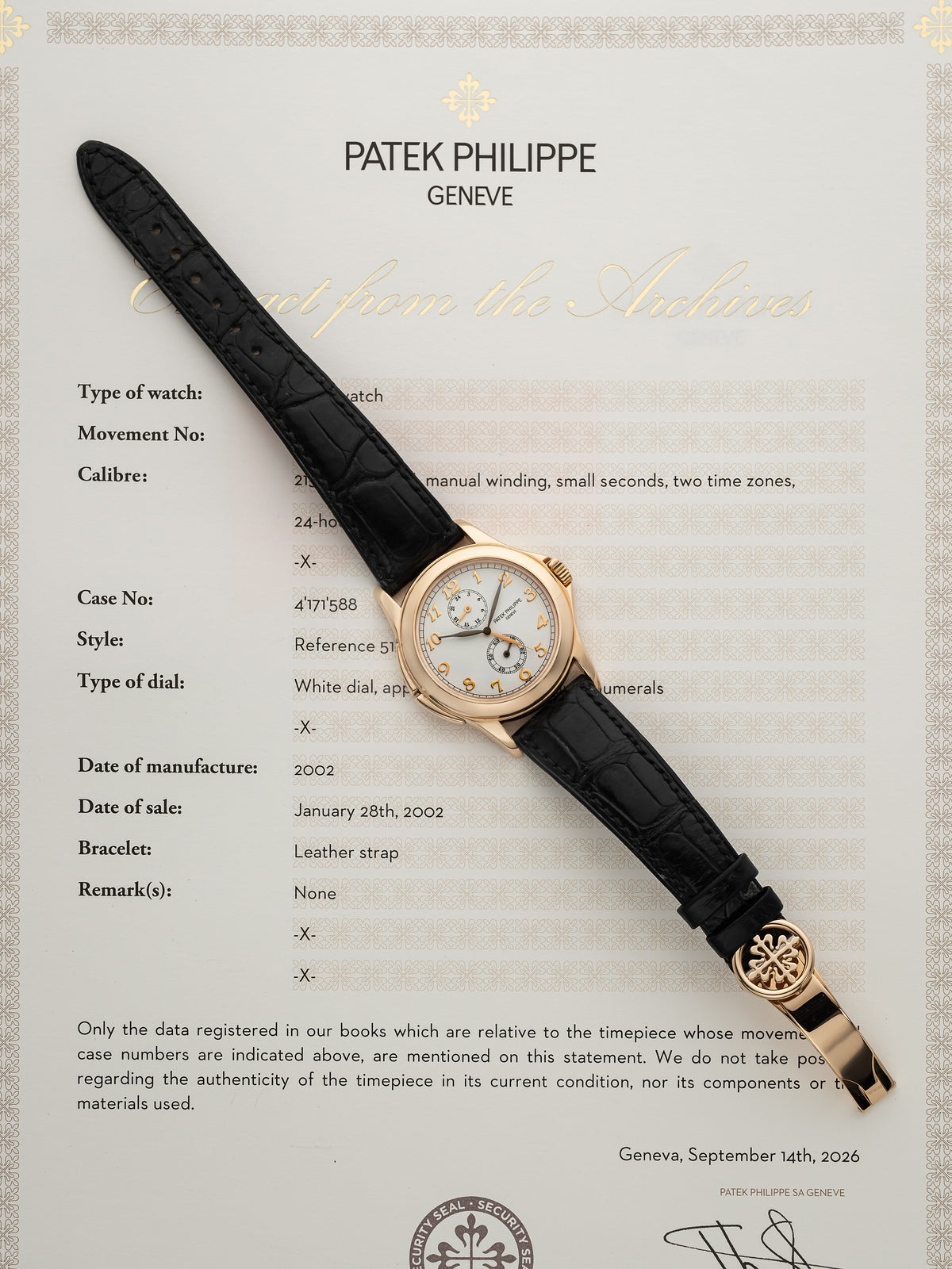 2002 Patek Philippe Travel Time 5134 Manual 18K Rose Gold White Dial 38mm