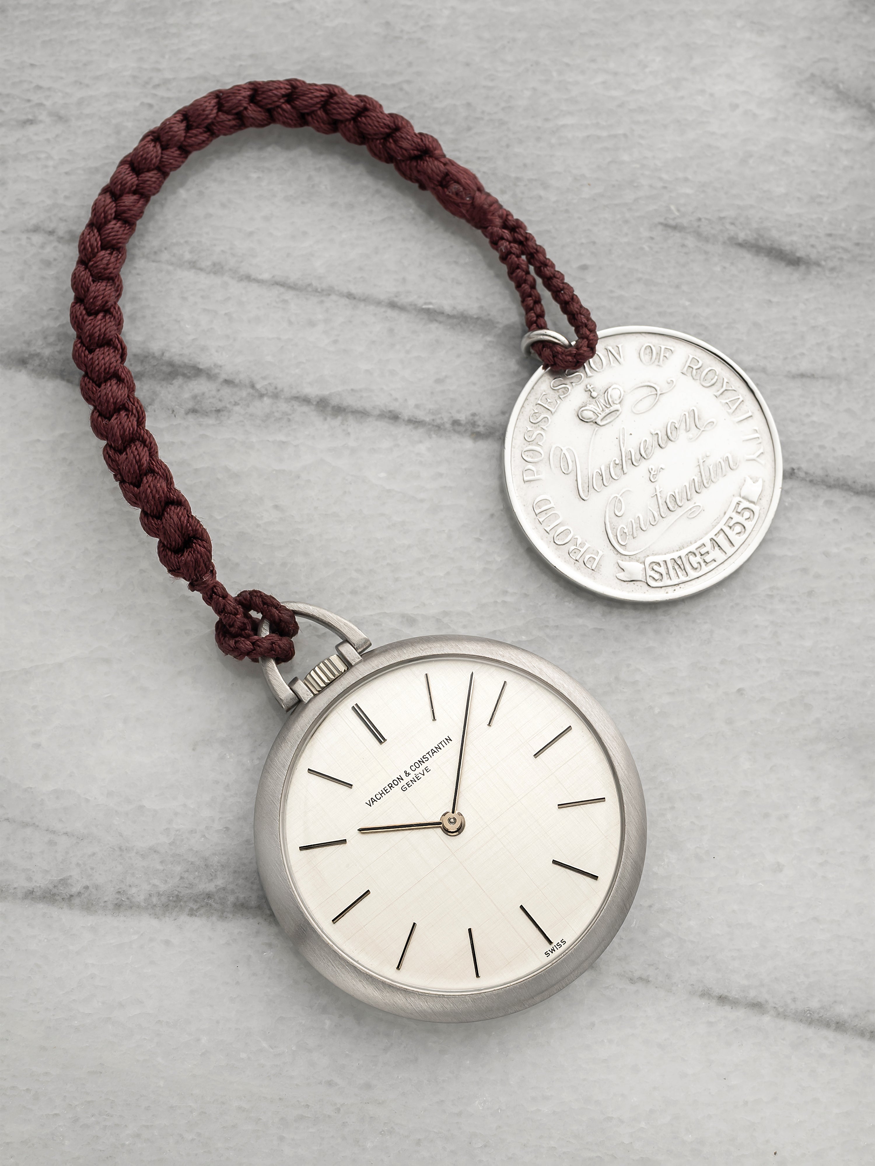 Vintage 1960s Vacheron Constantin Pocket Watch 18K WG Silver Linen Manual 33mm