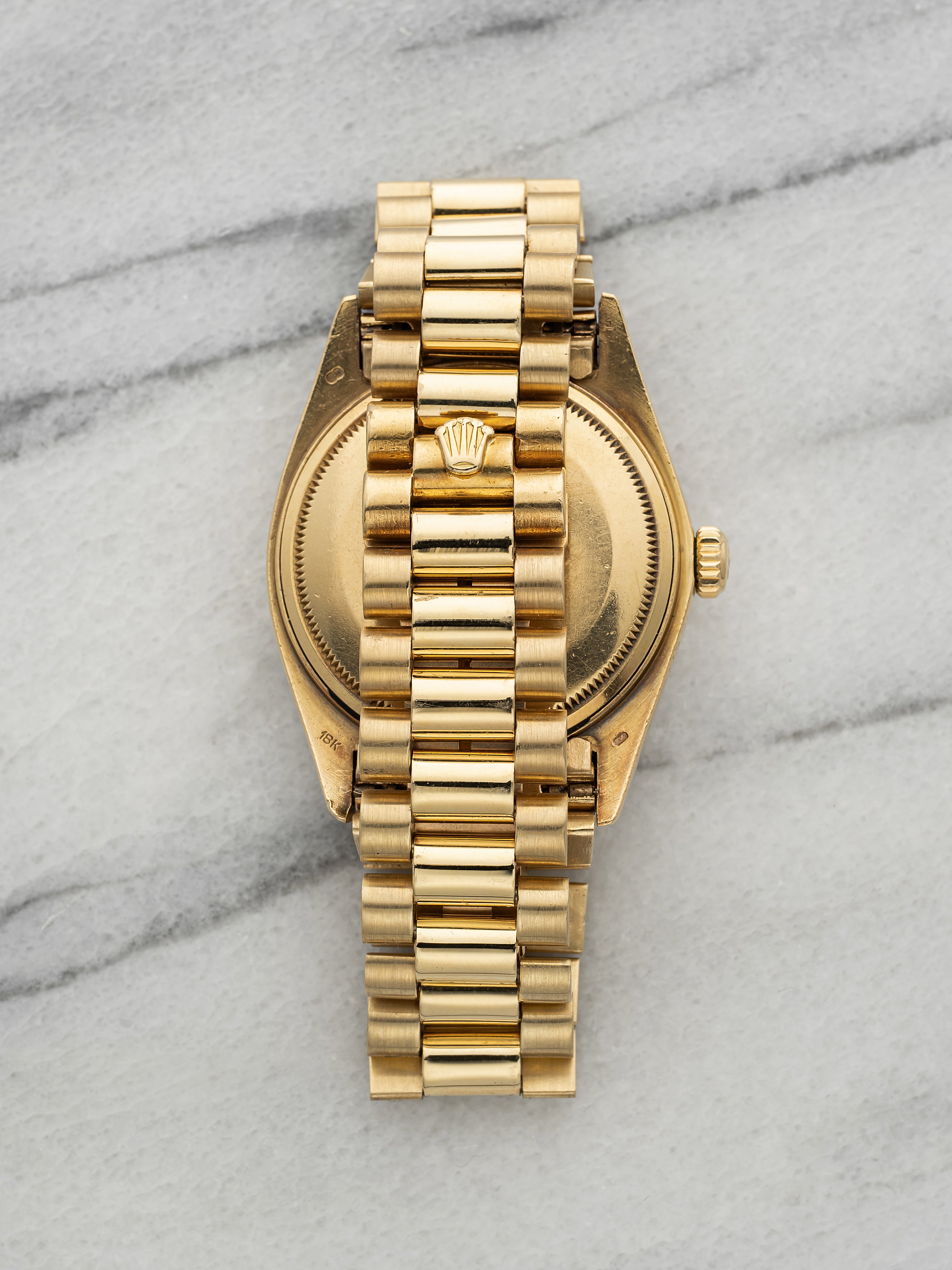 Vintage 1979 Rolex Day-Date 18038 18K Yellow Gold Purple Diamond Dial Auto 36mm