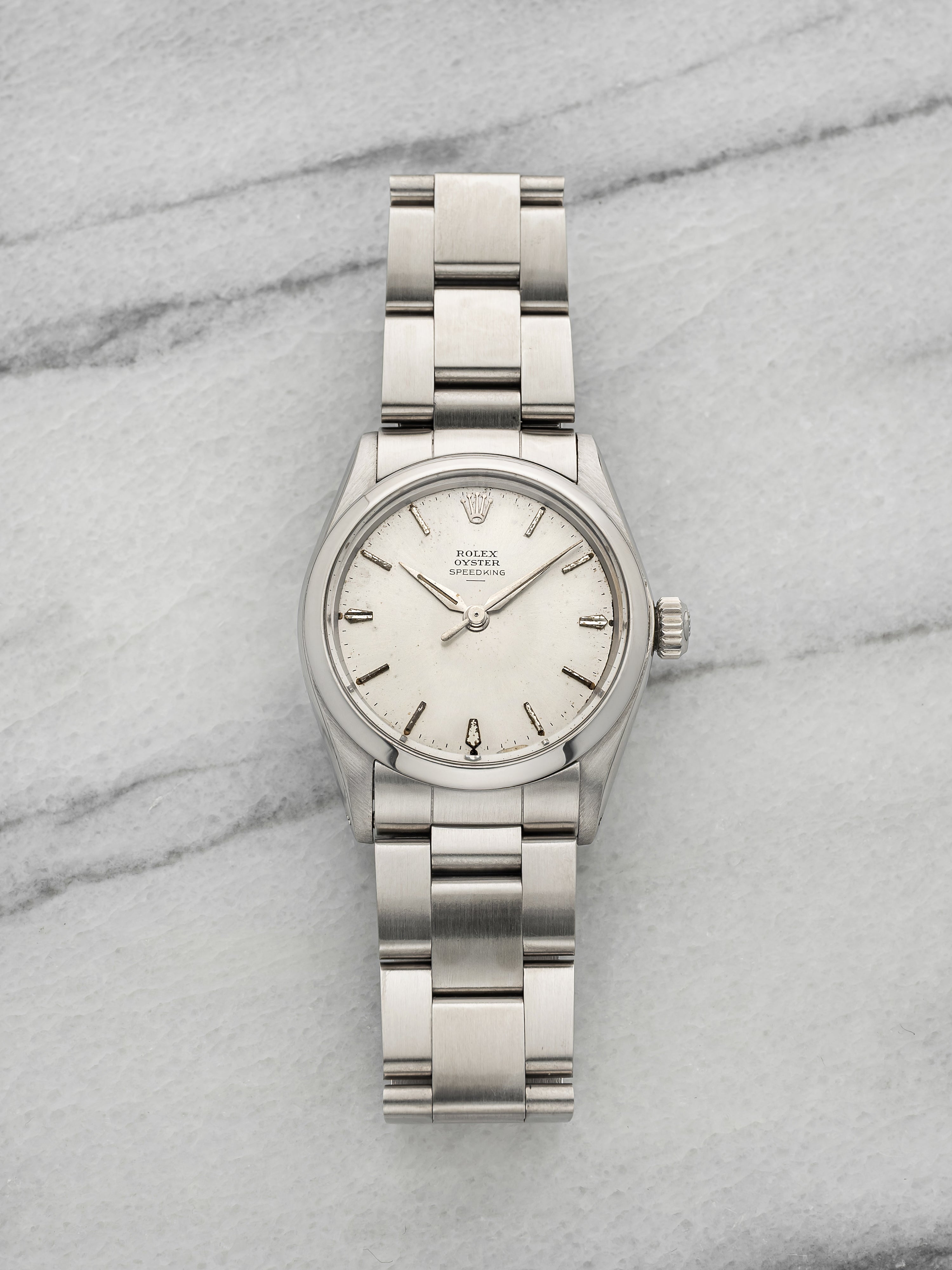 Vintage 1963 Rolex Speedking 6430 Stainless Steel Silver Dial Manual 31mm
