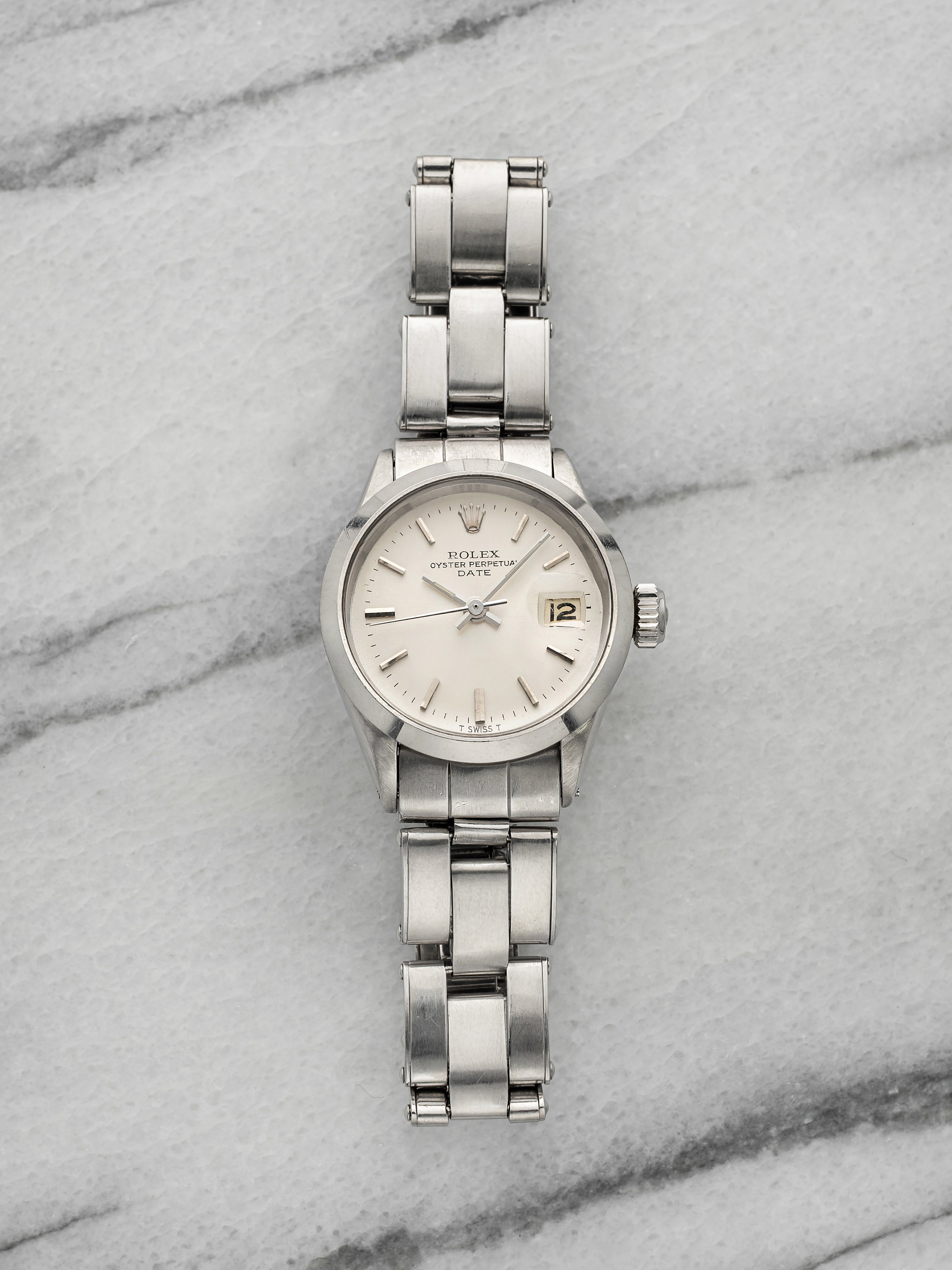 Vintage 1967 Rolex Lady Oyster Perpetual Date 6519 Steel Silver Dial Auto 25mm