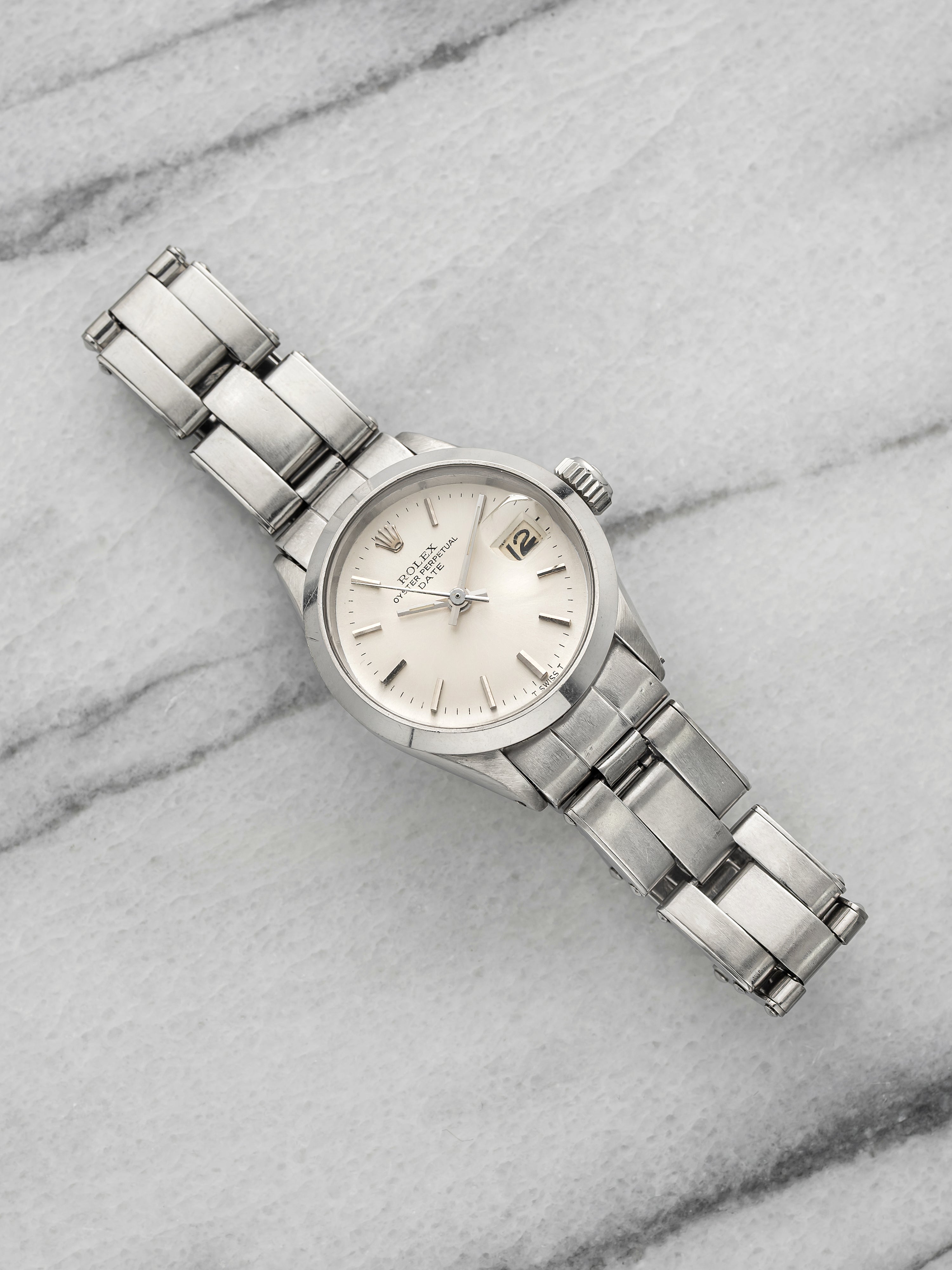 Vintage 1967 Rolex Lady Oyster Perpetual Date 6519 Steel Silver Dial Auto 25mm