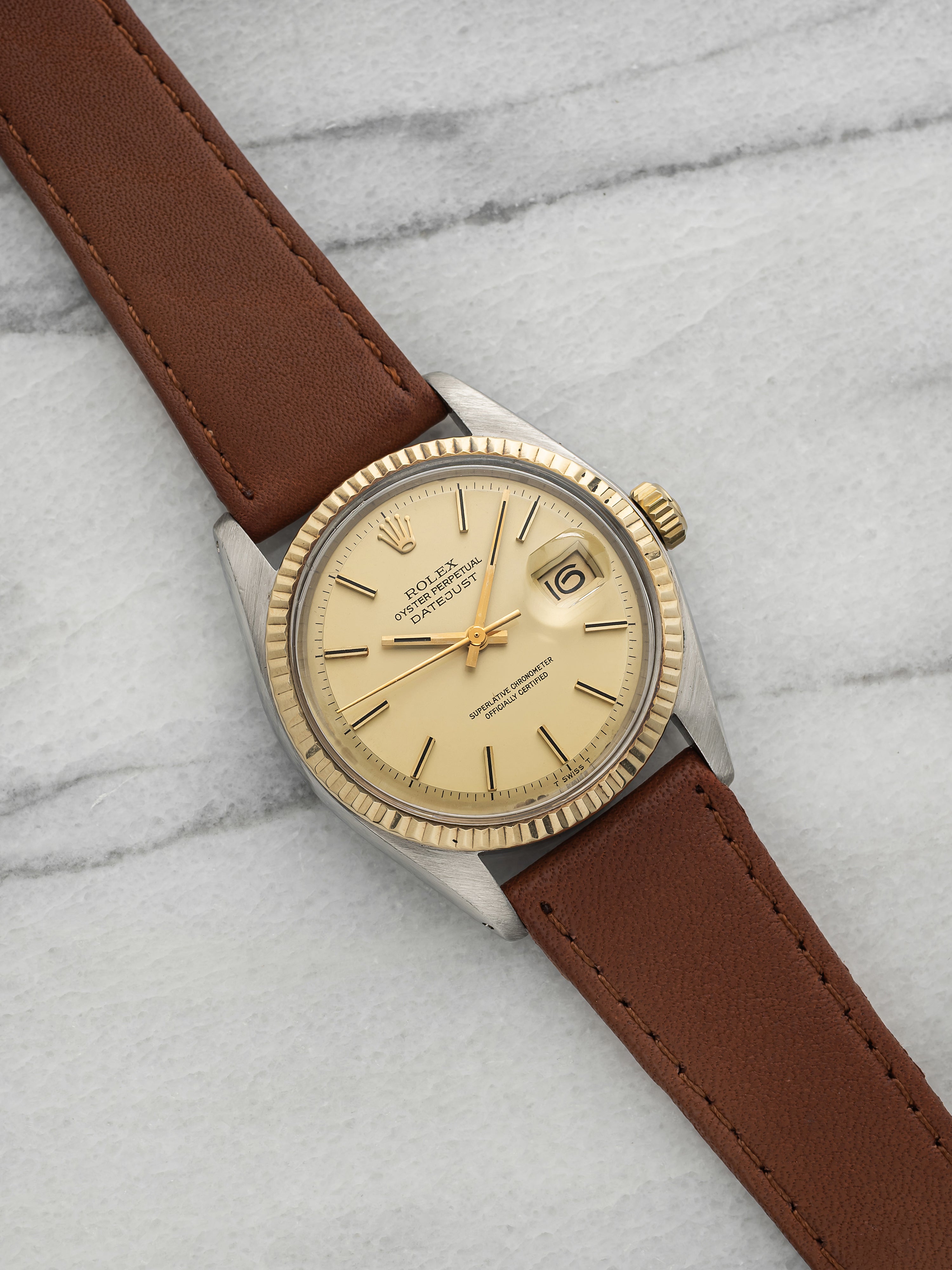 Vintage 1974 Rolex Datejust 1601 Two-Tone Matte Lemon Dial Automatic 36mm