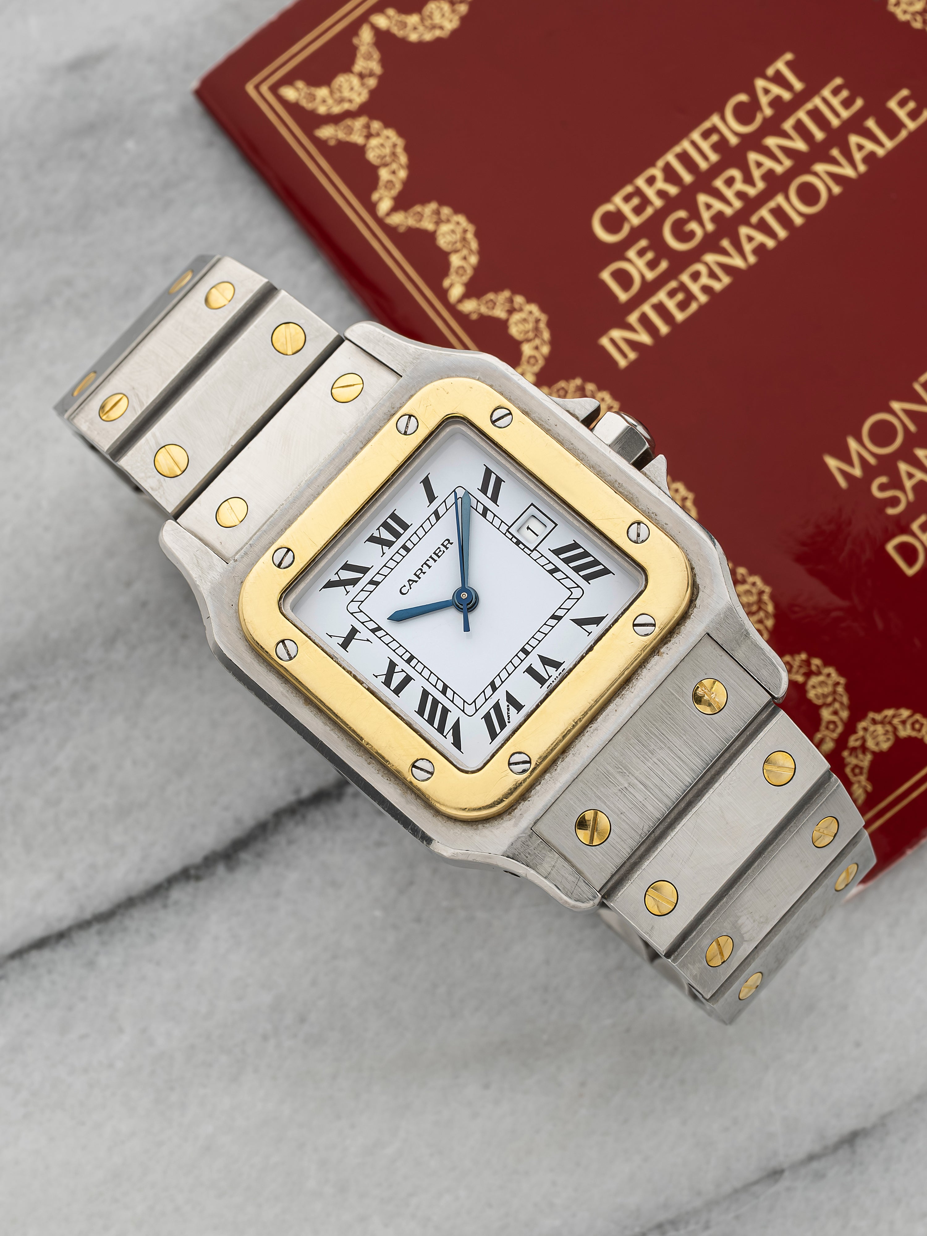 1988 Cartier Santos Carrée 2961 – Two-Tone White Roman Dial