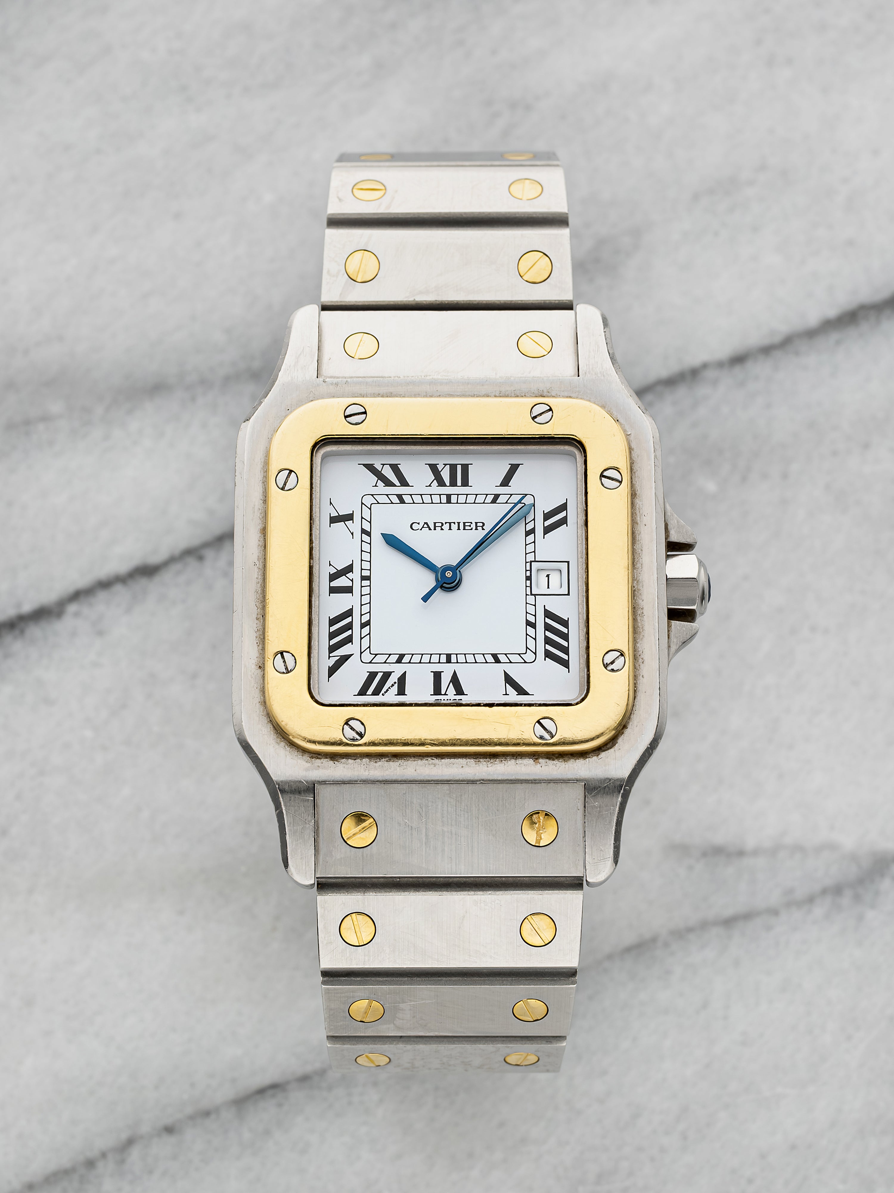 1988 Cartier Santos Carrée 2961 – Two-Tone White Roman Dial