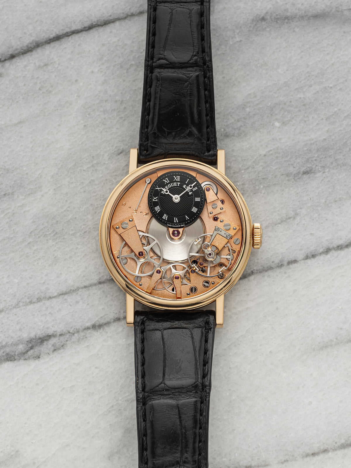 2010s Breguet Tradition 7027BR/R9/9V6 18K Rose Gold Skeleton Black Manual 37mm
