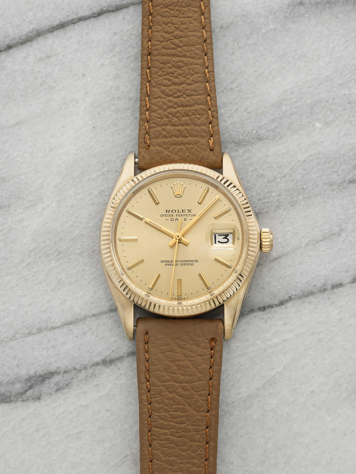Vintage 1974 Rolex Oyster Perpetual Date 1503 14K YG Champagne Auto 34mm