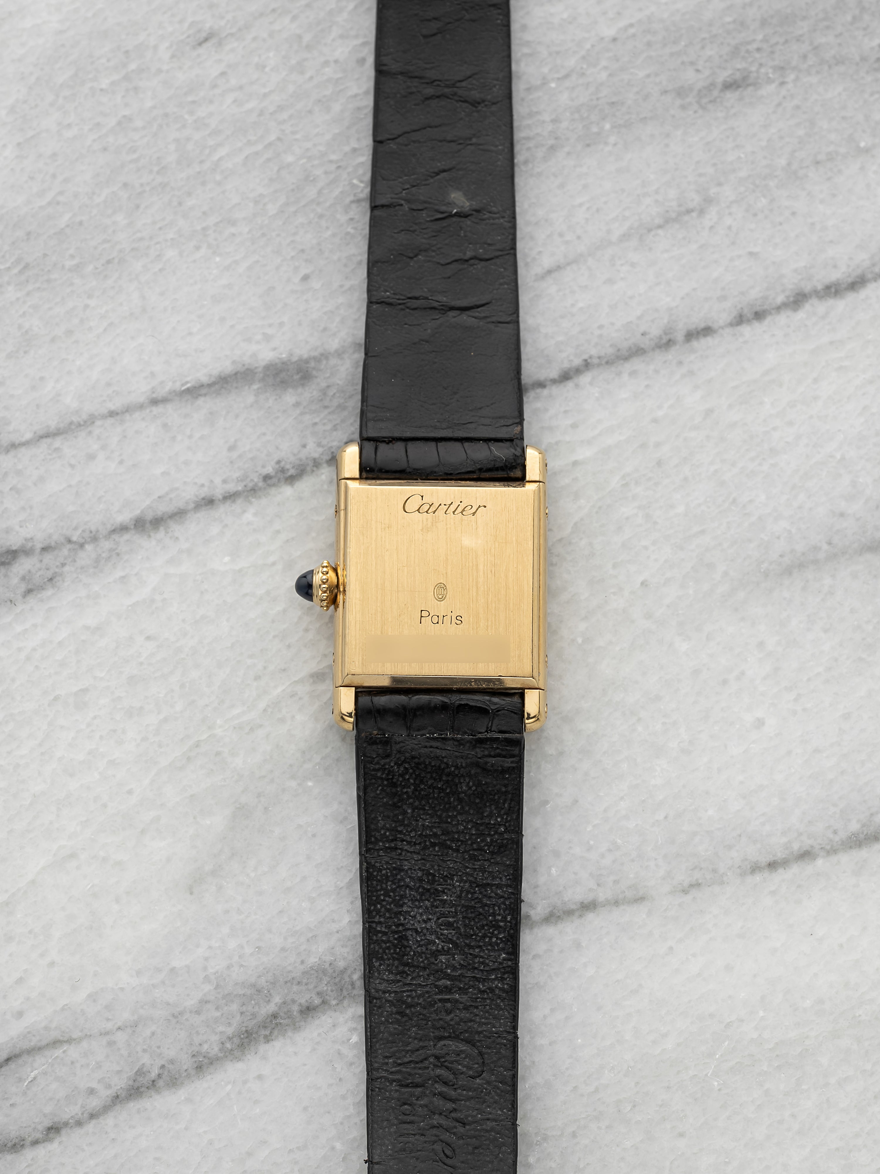 Vintage 1970s Lady Cartier Tank Louis 78086 18K YG White Roman Dial Manual 23mm