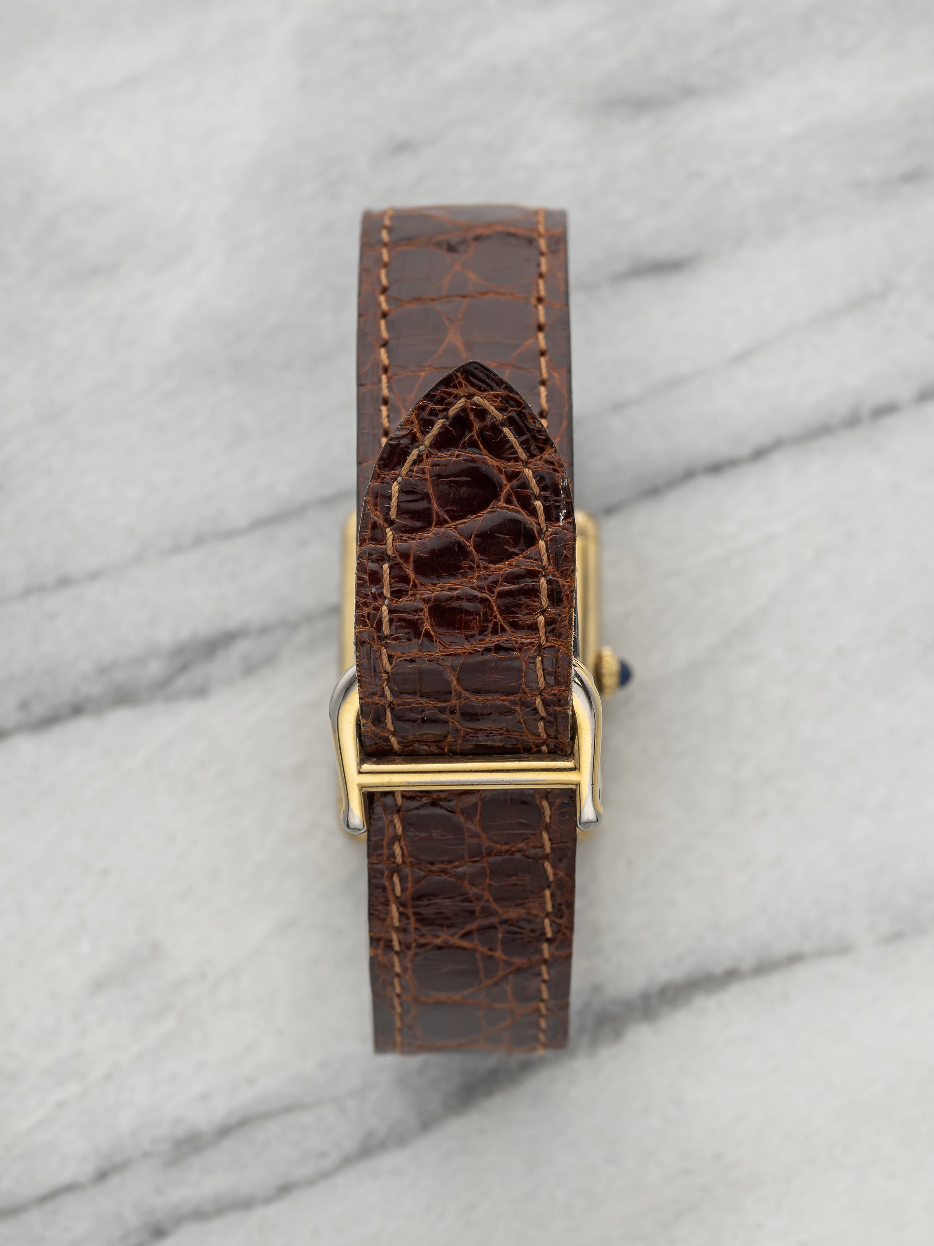 Vintage 1970s Cartier Must de Tank Vermeil Lemon Roman Dial Manual 23mm