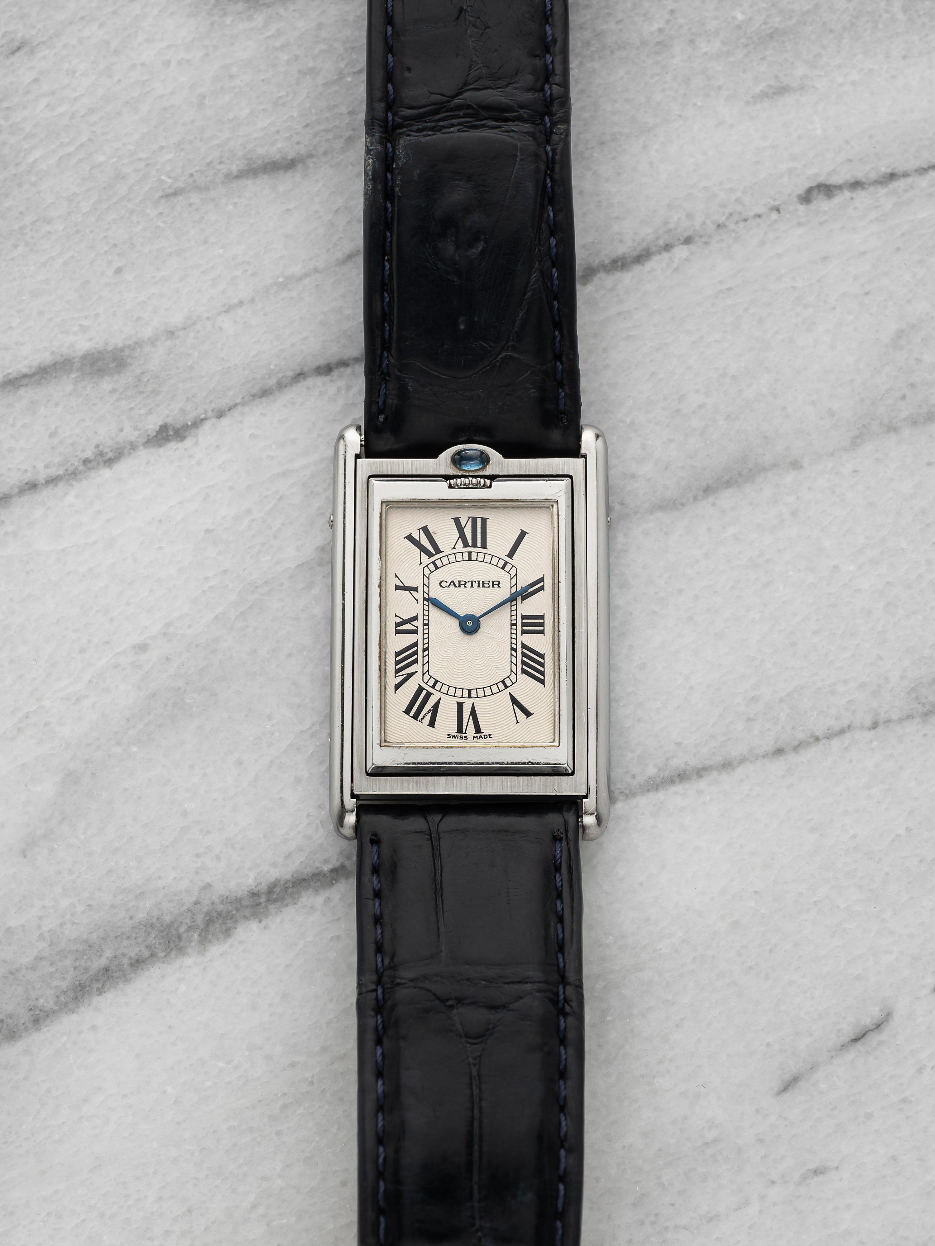 2001 Cartier Tank Basculante 2390 Stainless Steel White Roman Dial Manual 25 mm