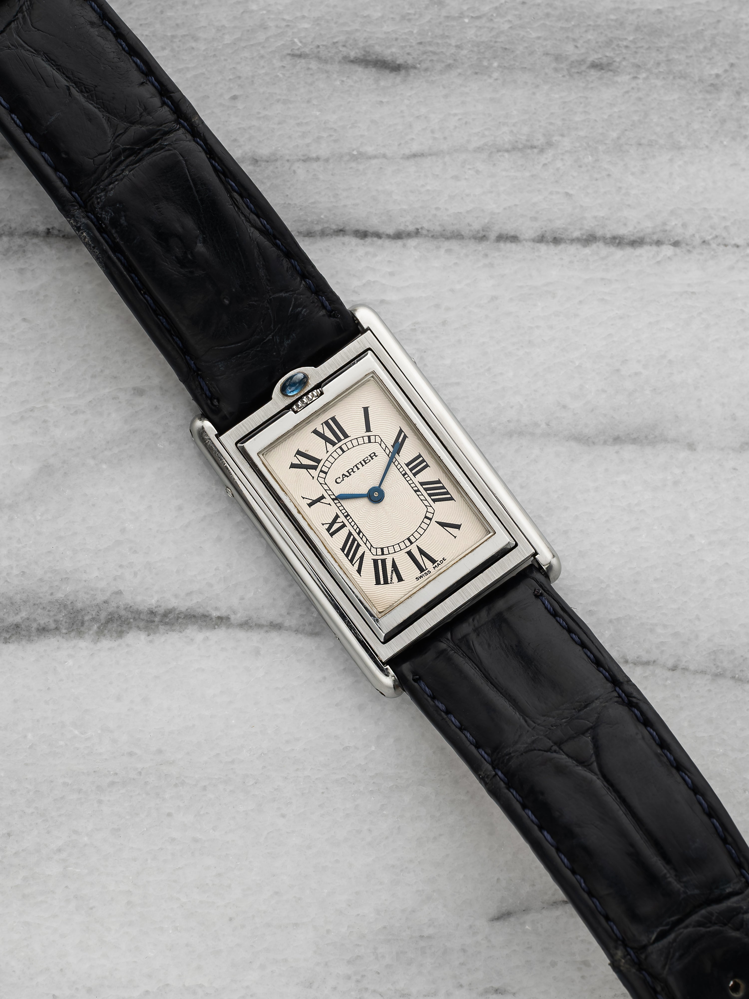 2001 Cartier Tank Basculante 2390 Stainless Steel White Roman Dial Manual 25 mm