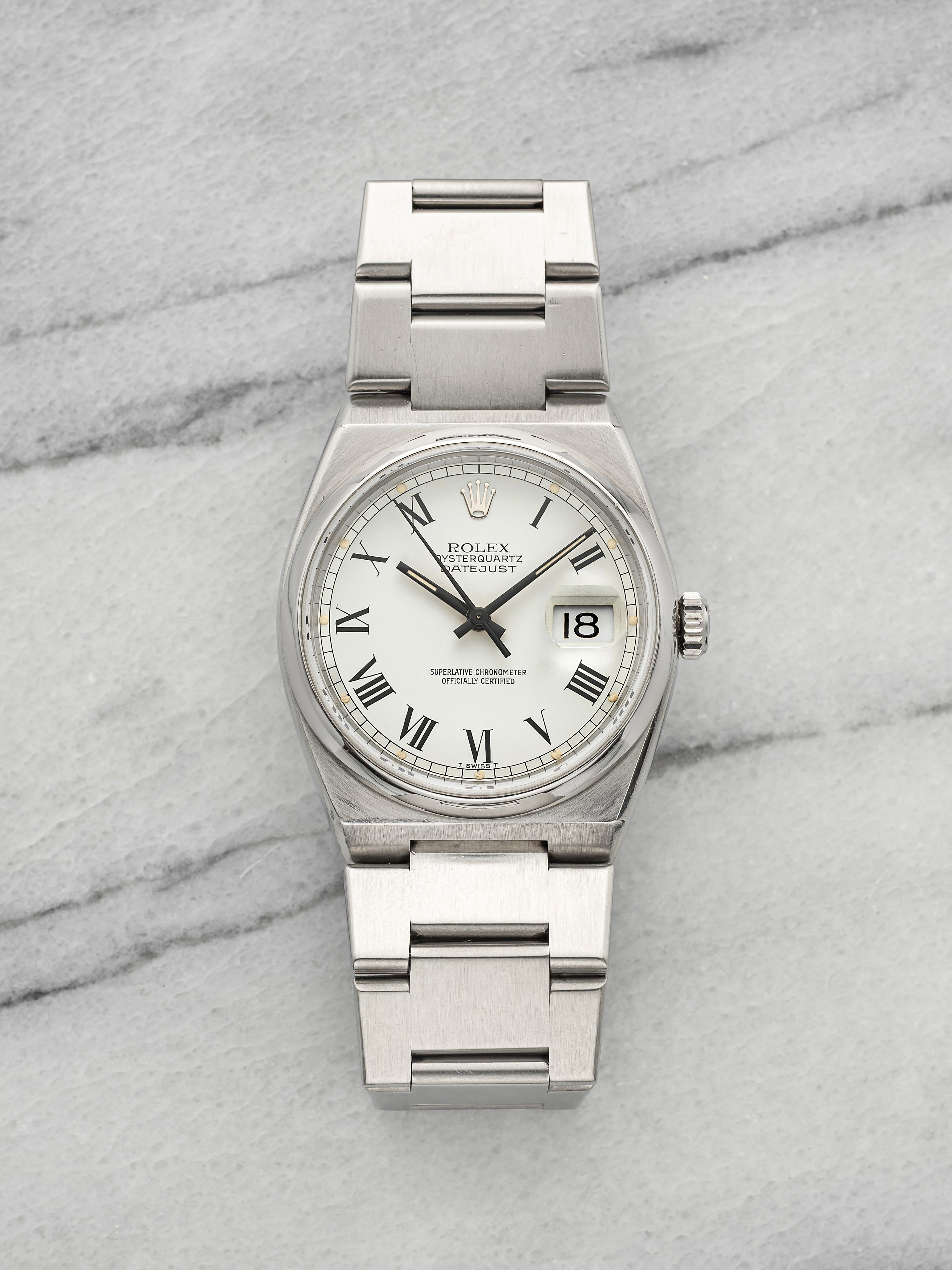 Vintage 1980 Rolex OysterQuartz Datejust 17000 Steel White Buckley Dial 36mm