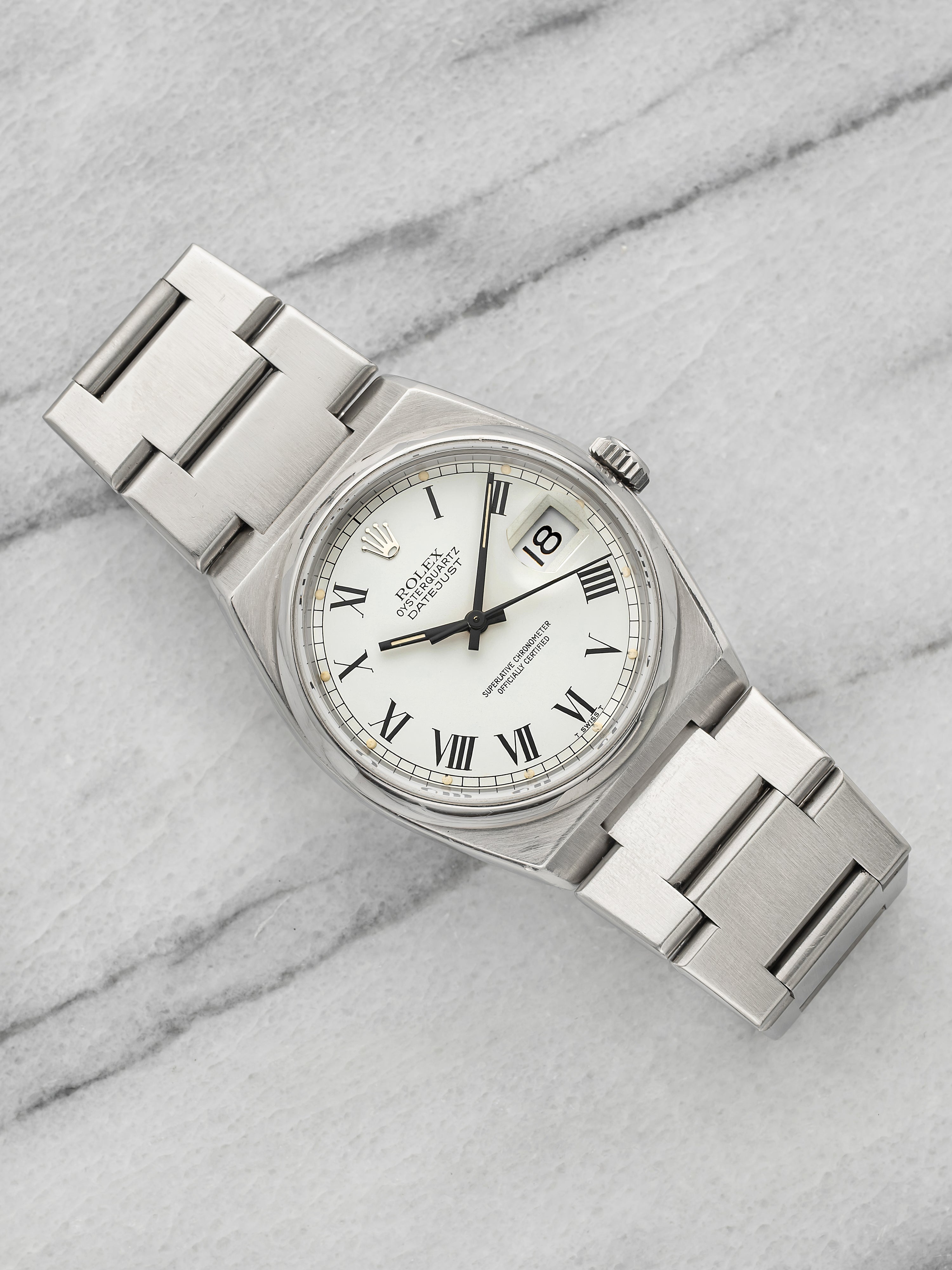 Vintage 1980 Rolex OysterQuartz Datejust 17000 Steel White Buckley Dial 36mm