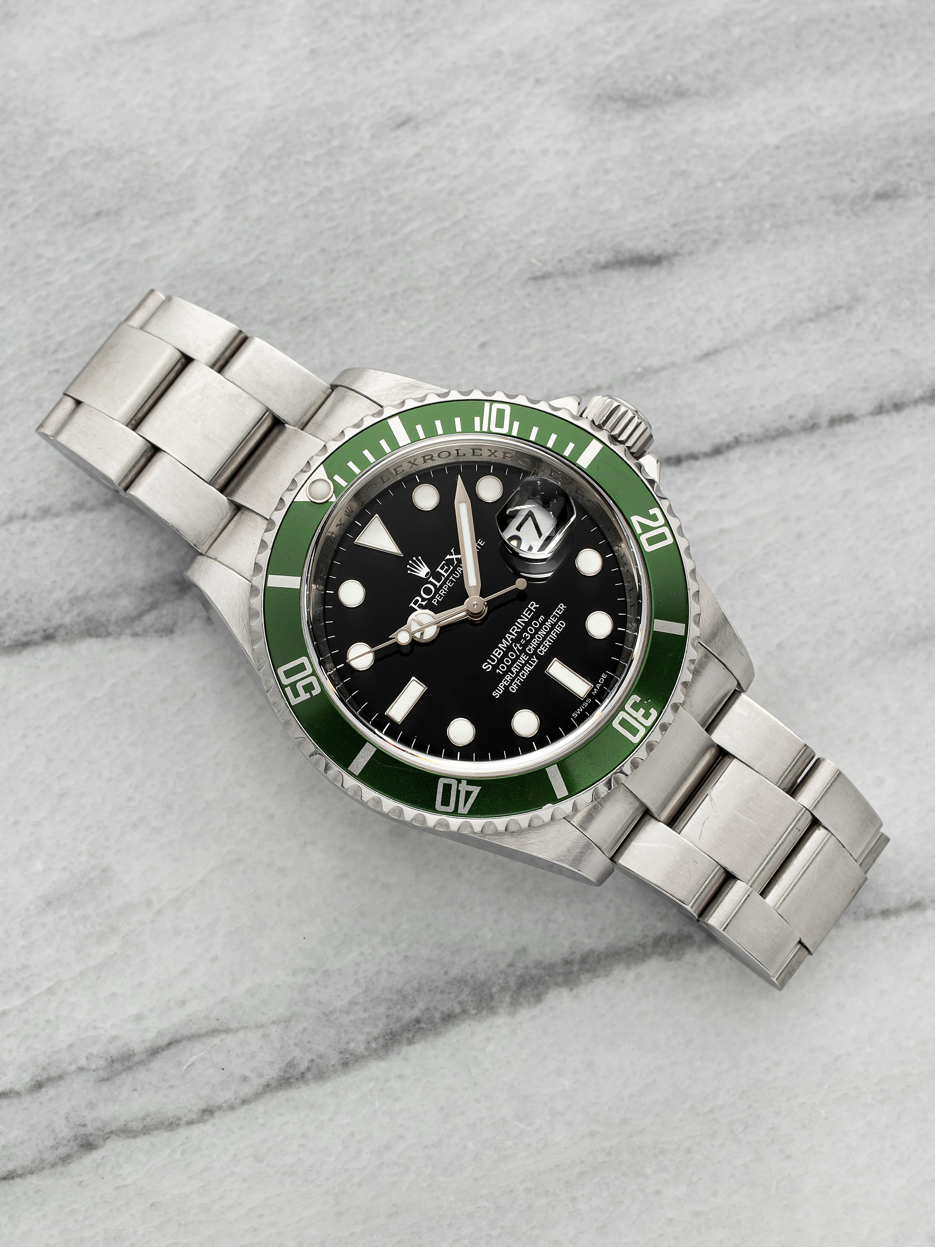 2008 Rolex Submariner 16610LV Kermit Stainless Steel Black Dial Automatic 40mm