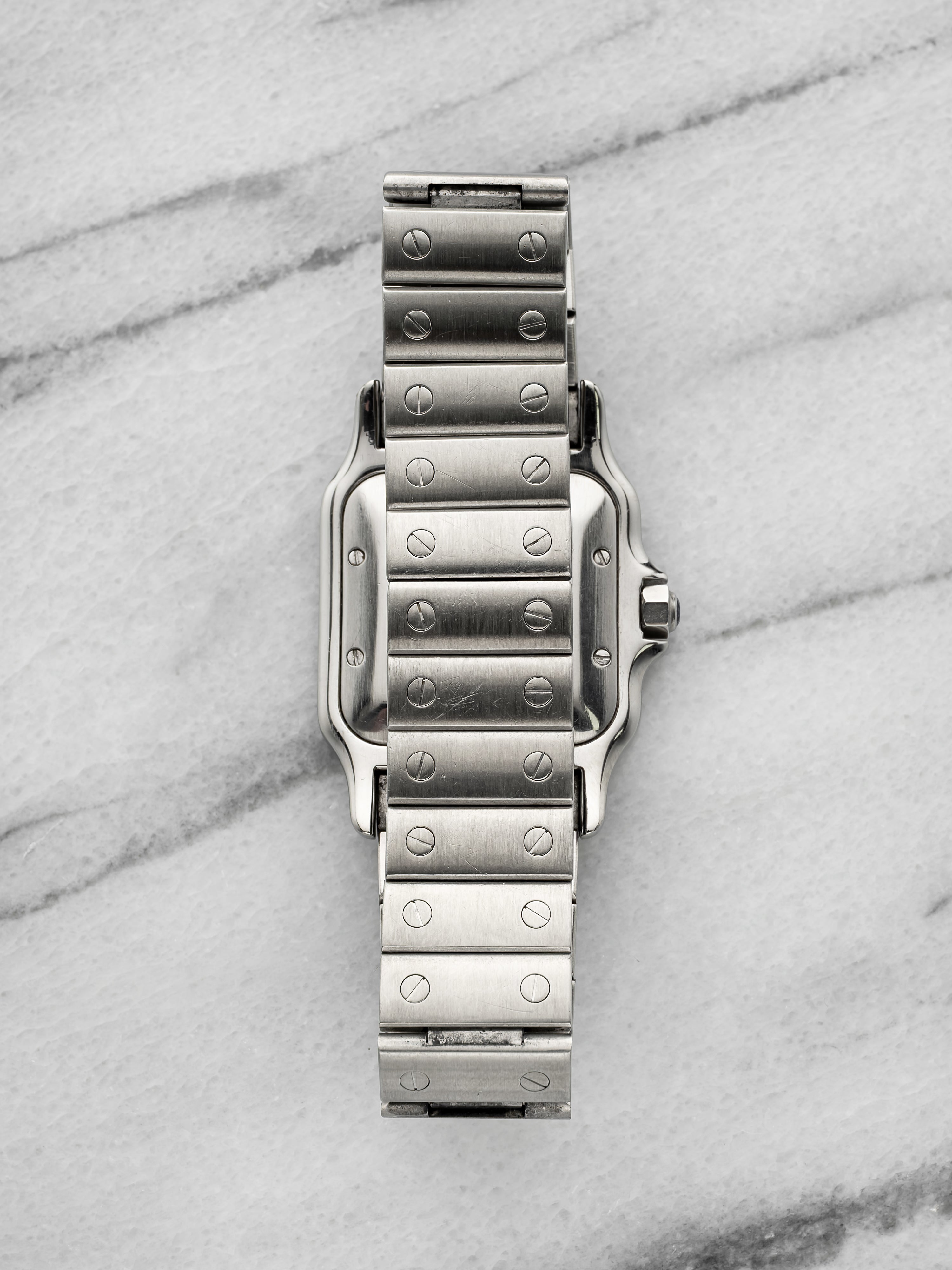 Vintage 1990s Cartier Santos 2319 Stainless Steel Guilloche Dial Automatic 29 mm
