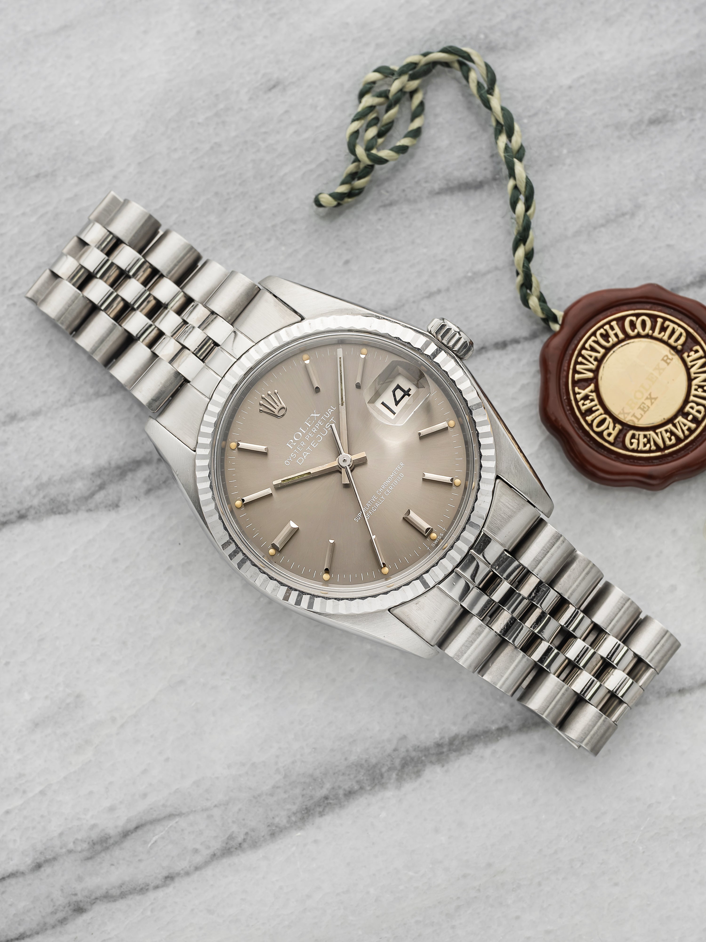 Vintage 1978 Rolex Datejust 16014 Steel White Gold Grey Dial Automatic 36mm