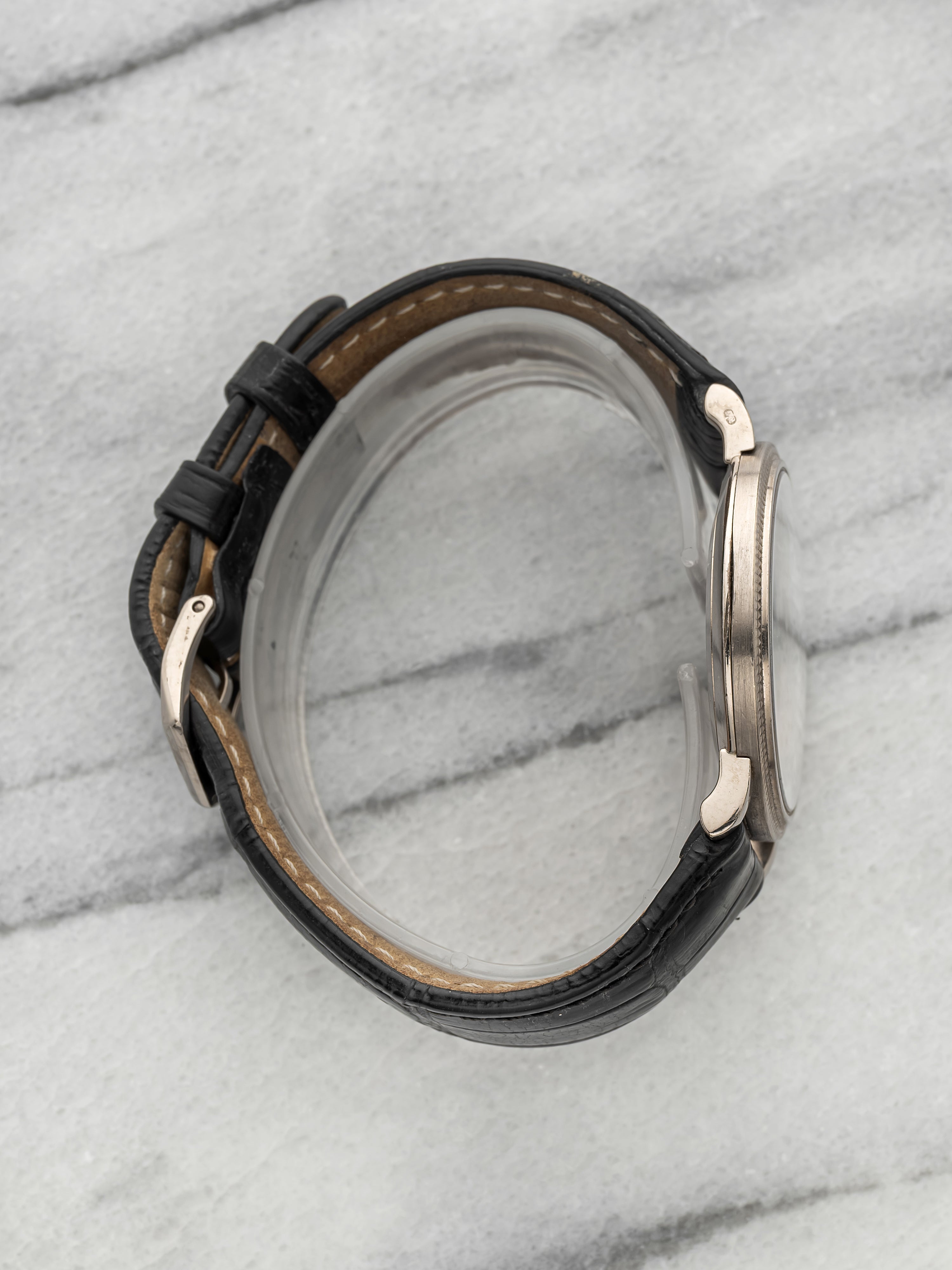2000s Patek Philippe Calatrava 3919 18K White Gold Hobnail Bezel Manual 33mm