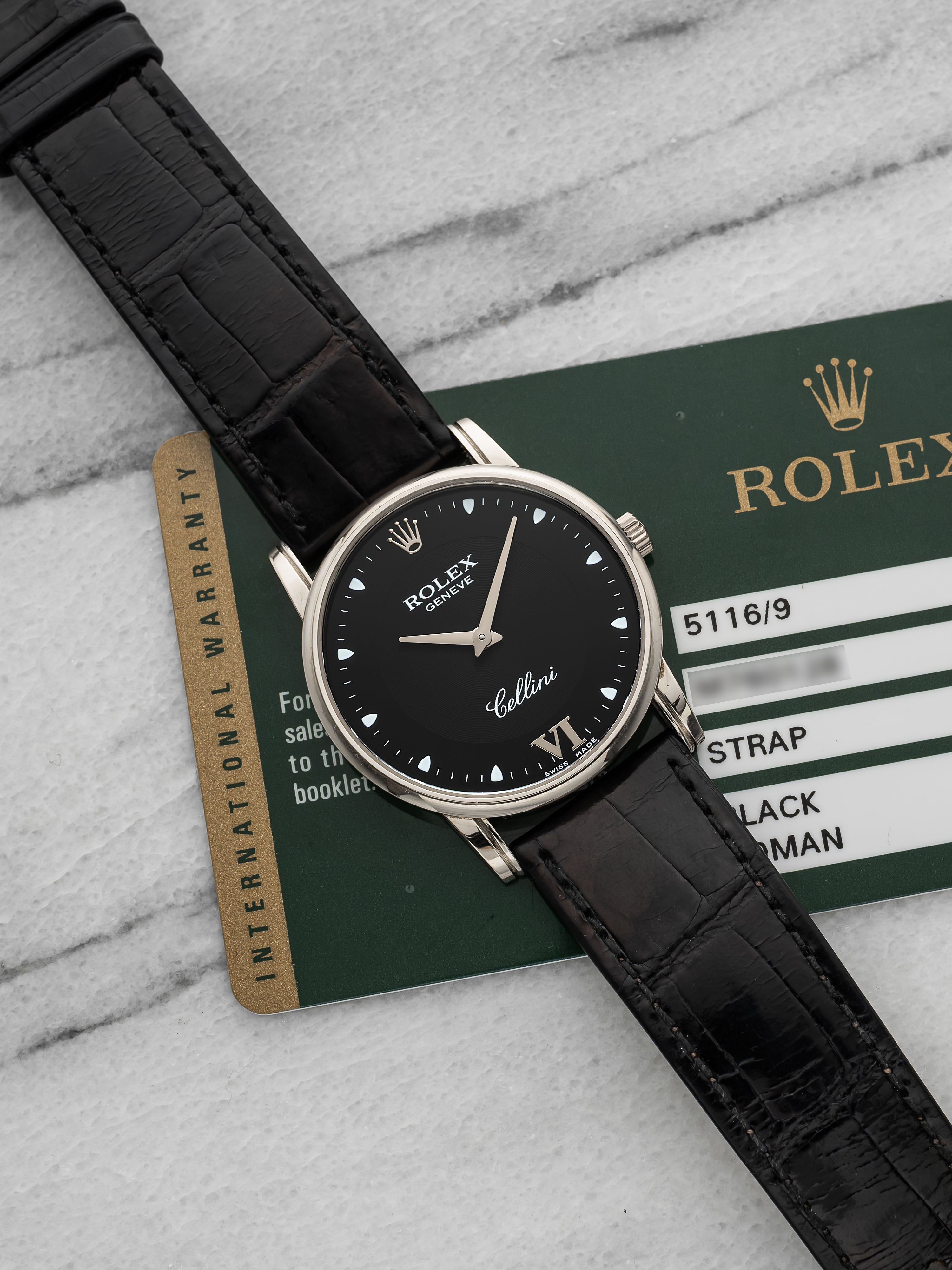 2007 Rolex Cellini 5115 18K White Gold Black Grey Dial Manual Wind 32mm