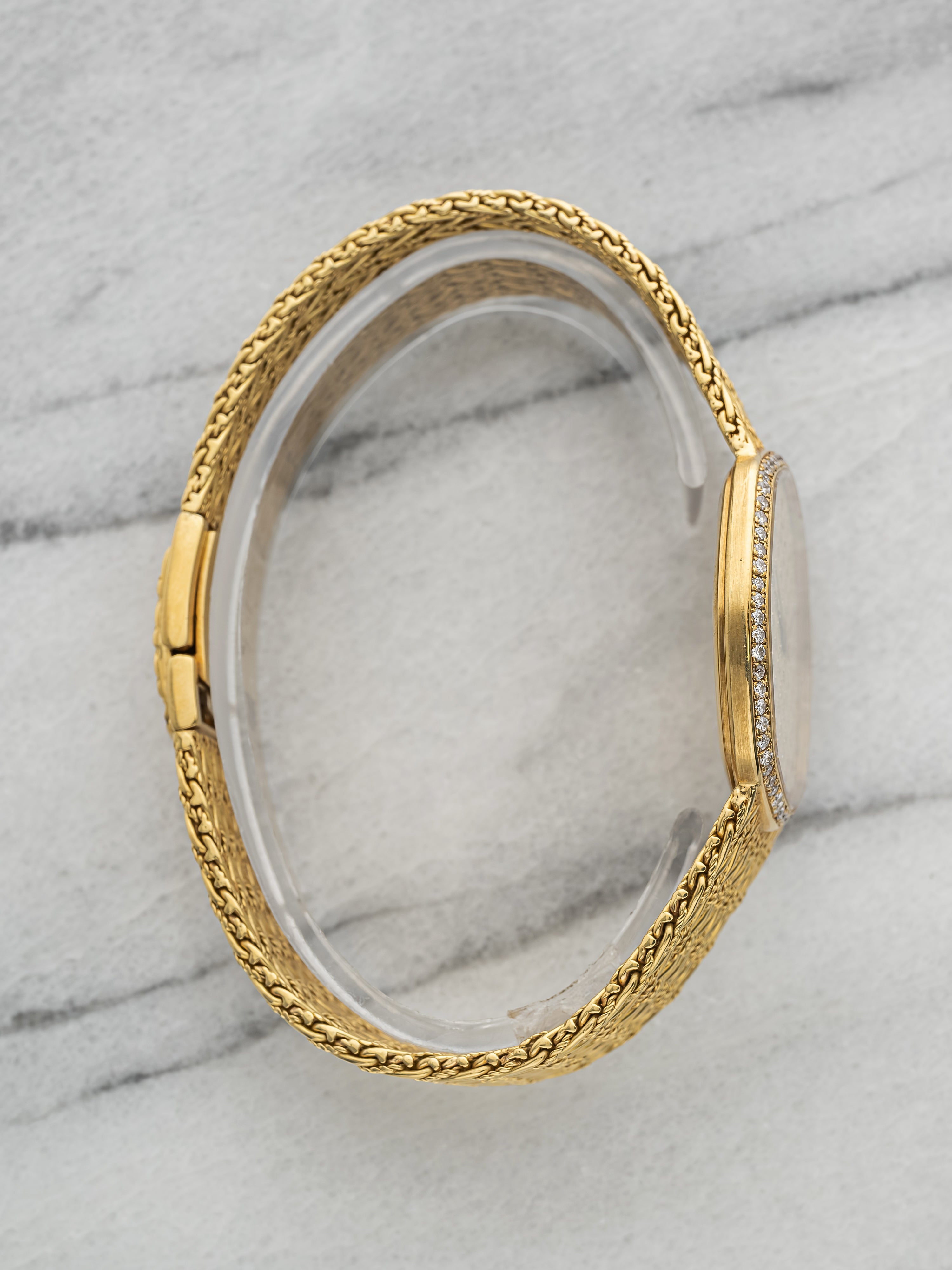 Audemars Piguet 18K Yellow Gold – Diamond Bezel Pave Waffle Dial