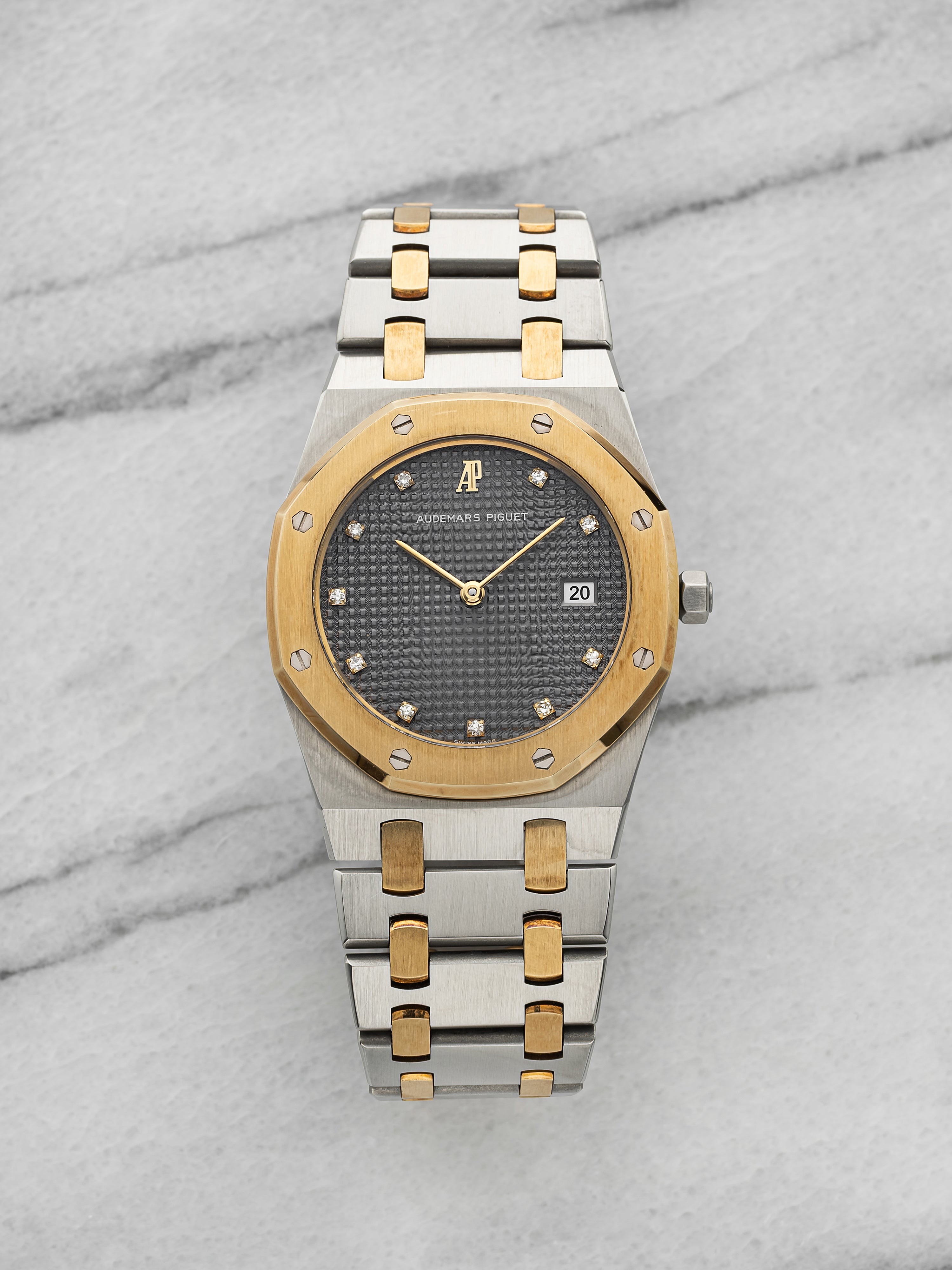 2006 Audemars Piguet Royal Oak 56175TT Two-Tone Grey Diamond Dial Quartz 33 mm