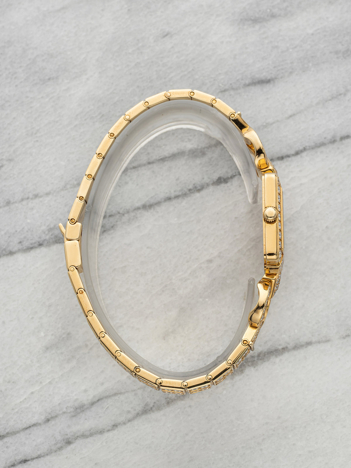 Vintage 1990s Vacheron Constantin Lady 18K Yellow Gold Diamond Pave Quartz 20mm