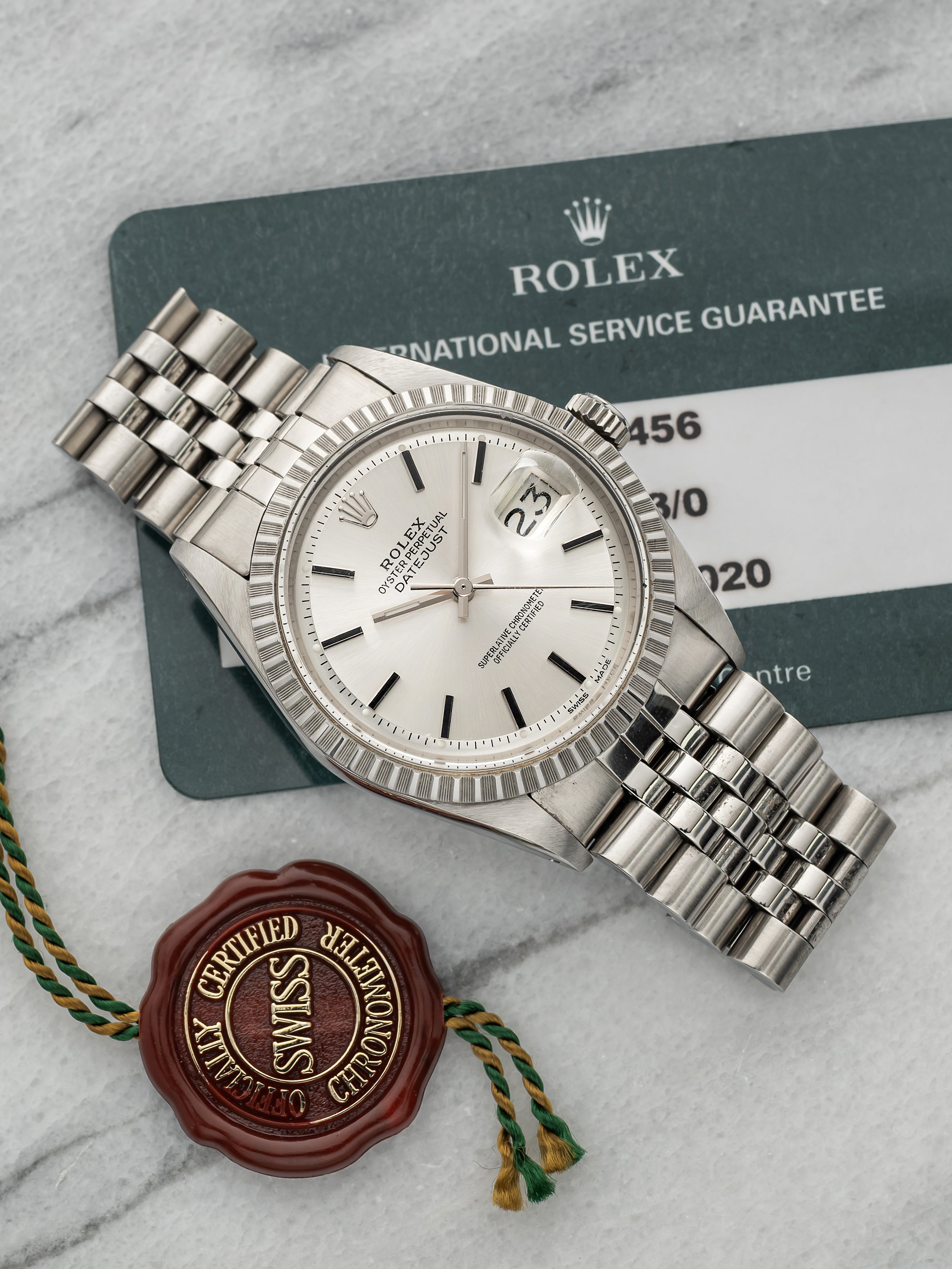 Vintage 1976 Rolex Datejust 1603 Stainless Steel Silver Sunburst Dial Auto 36mm