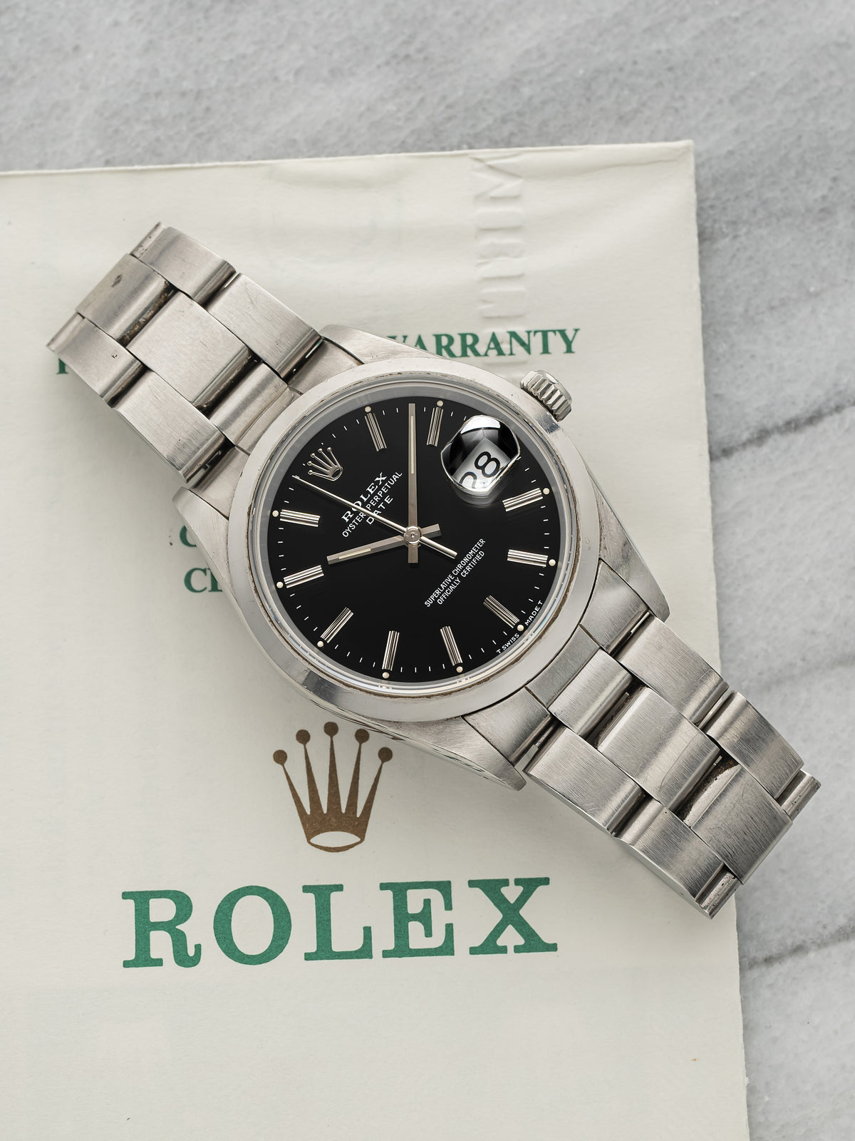Vintage 1991 Rolex Oyster Perpetual Date 15200 Steel Black Dial Auto 34mm