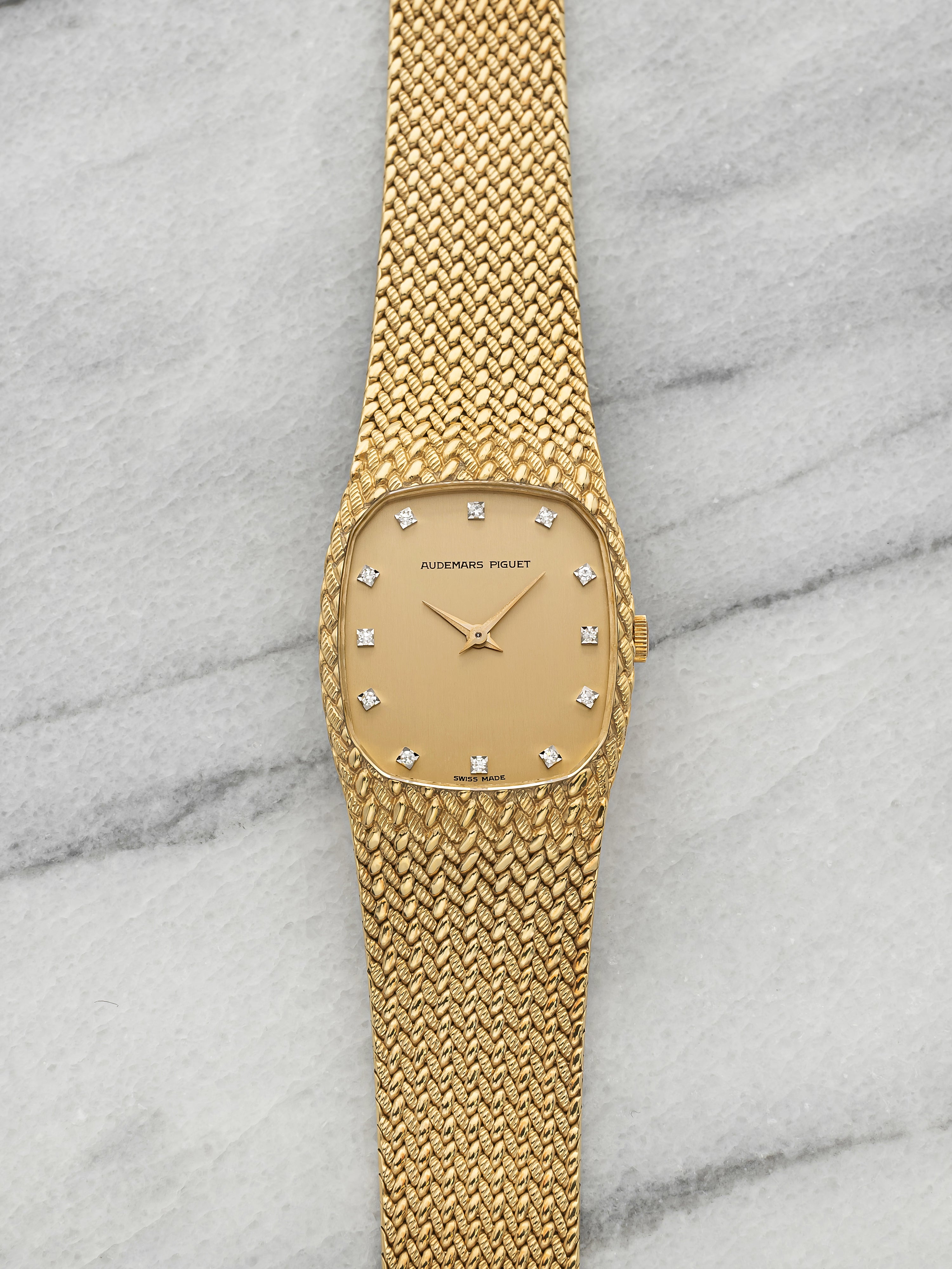 Vintage 1985 Audemars Piguet Cobra 18k YG Champagne Diamond Dial Manual 27mm