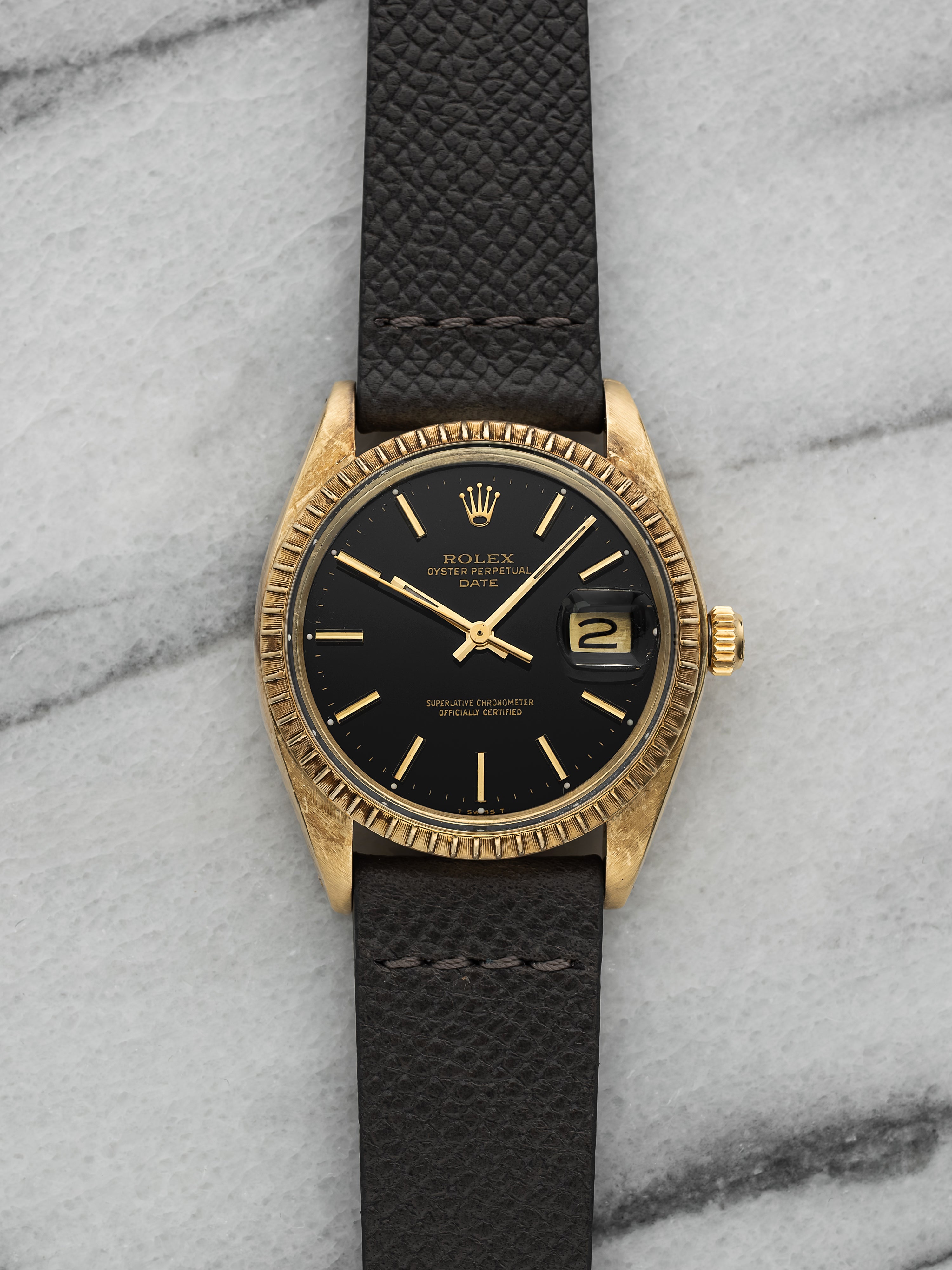 1979 Rolex OP Date 15037 – Yellow Gold, Black Stick Dial