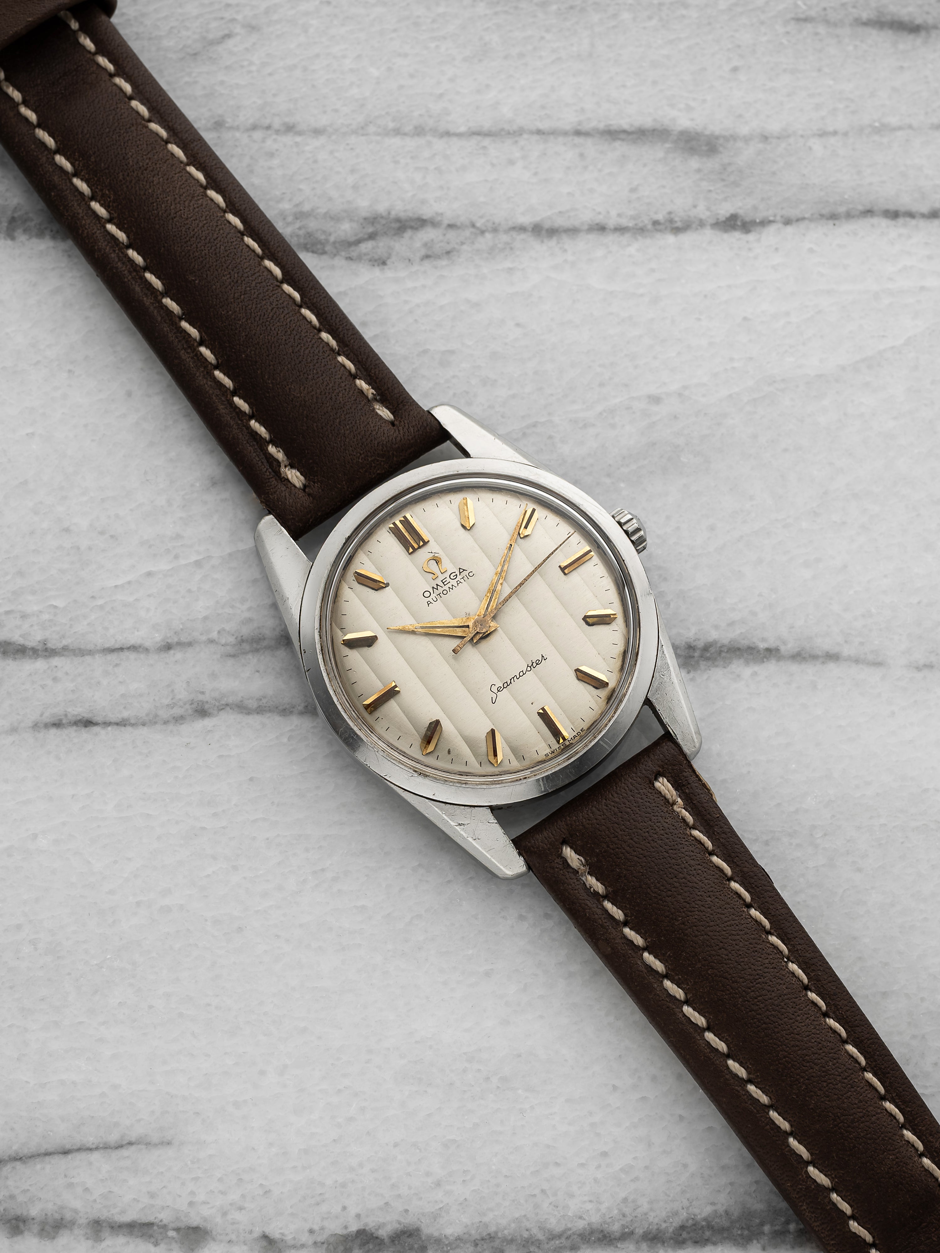 Vintage 1960s Omega Seamaster Stainless Steel Tapestry Dial Auto 33 mm