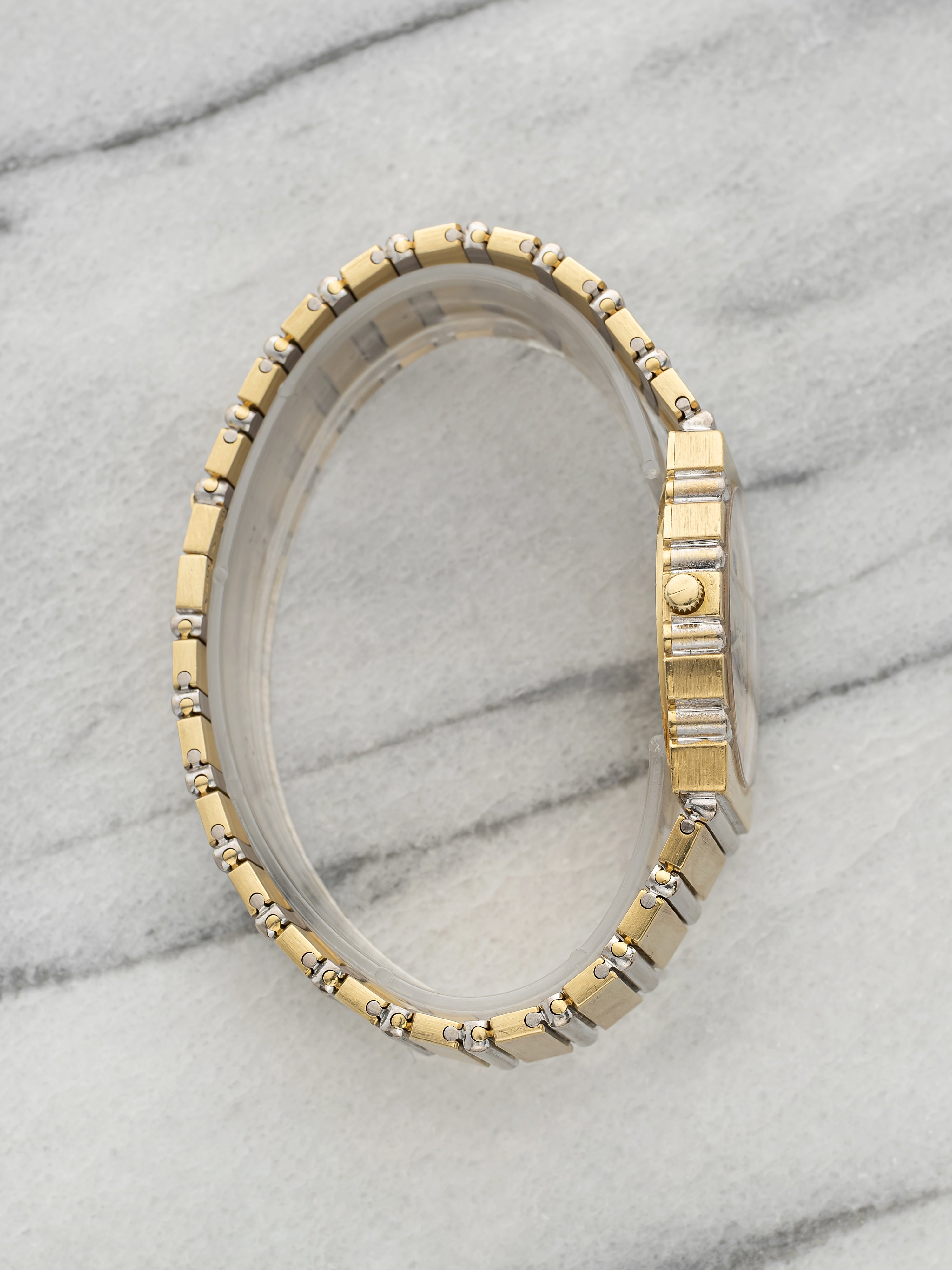 Vintage 1980s Piaget Polo 15562 C701 Two Tone 18K Gold Champagne Quartz 31mm