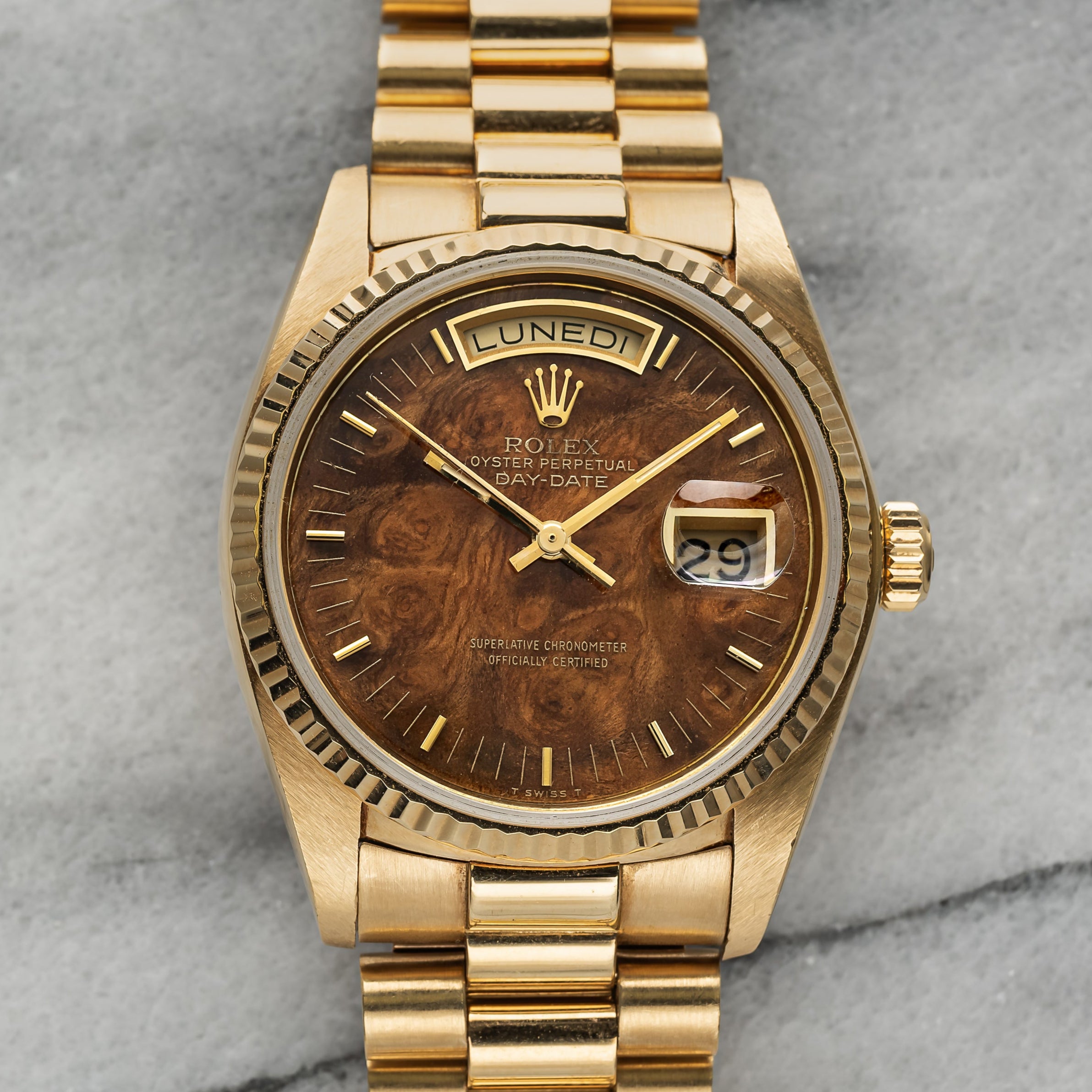 Rolex Daydate 18038 - Burlwood Dial