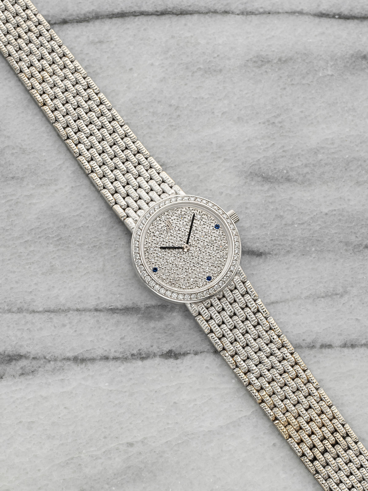 Vintage 1995 Audemars Piguet Lady 18K WG Pave Diamond & Sapphire Quartz 23mm