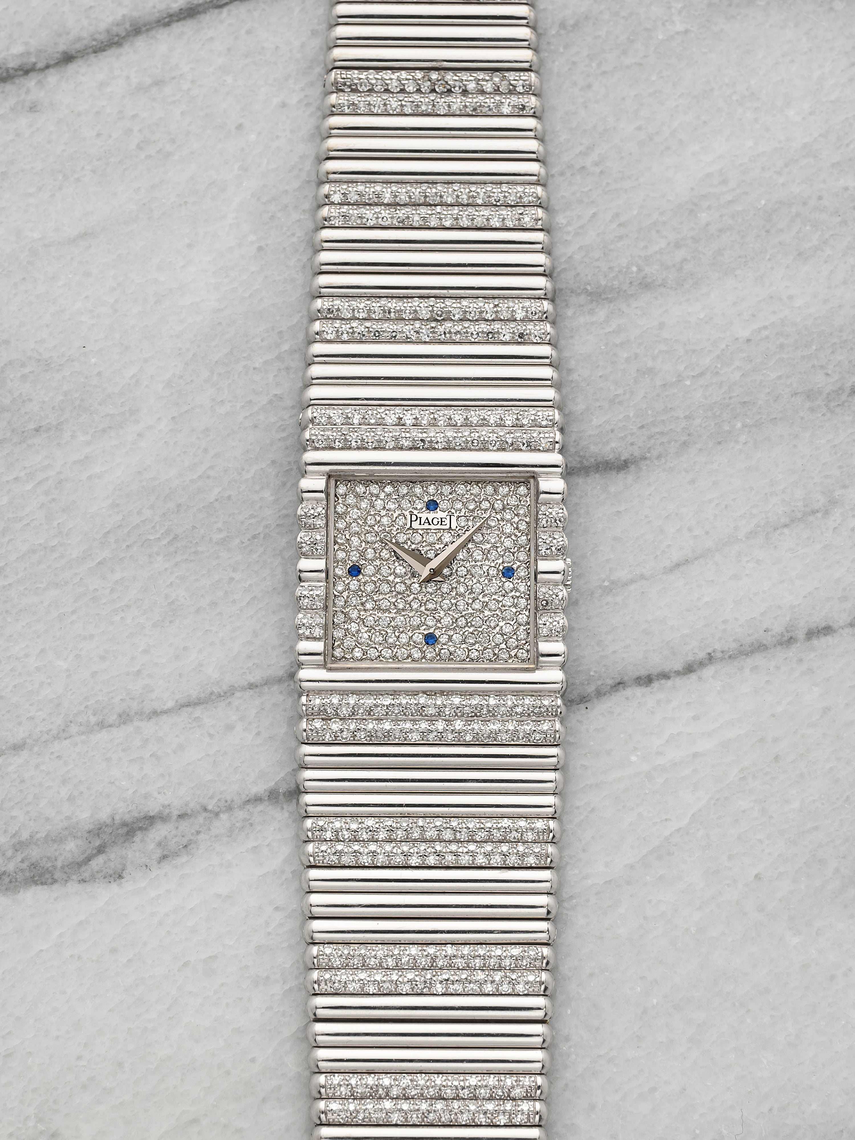 Vintage 1980s Piaget 9131C503 18K WG Diamond Sapphire Dial Manual 24mm